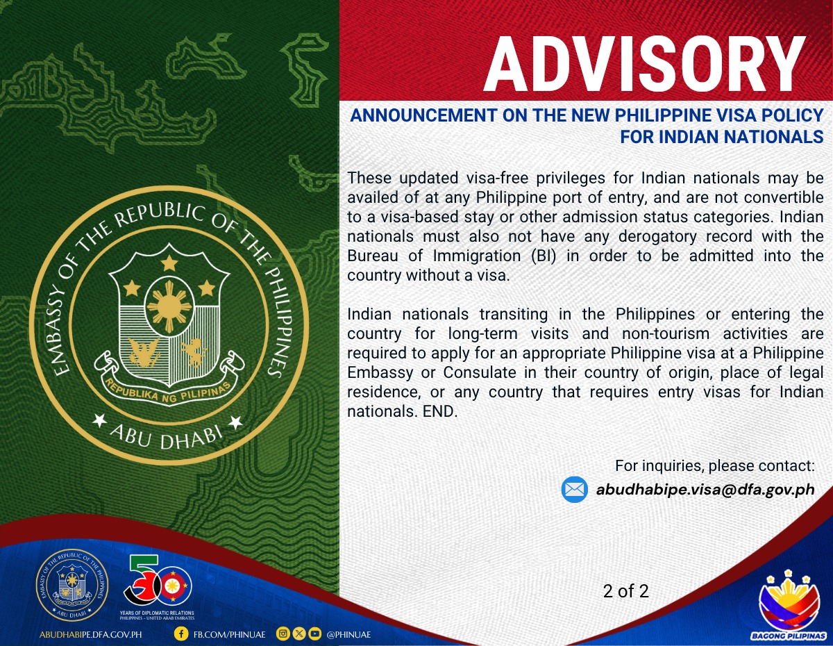NEW PHILIPPINE VISA POLICY FOR INDIAN NATIONALS 