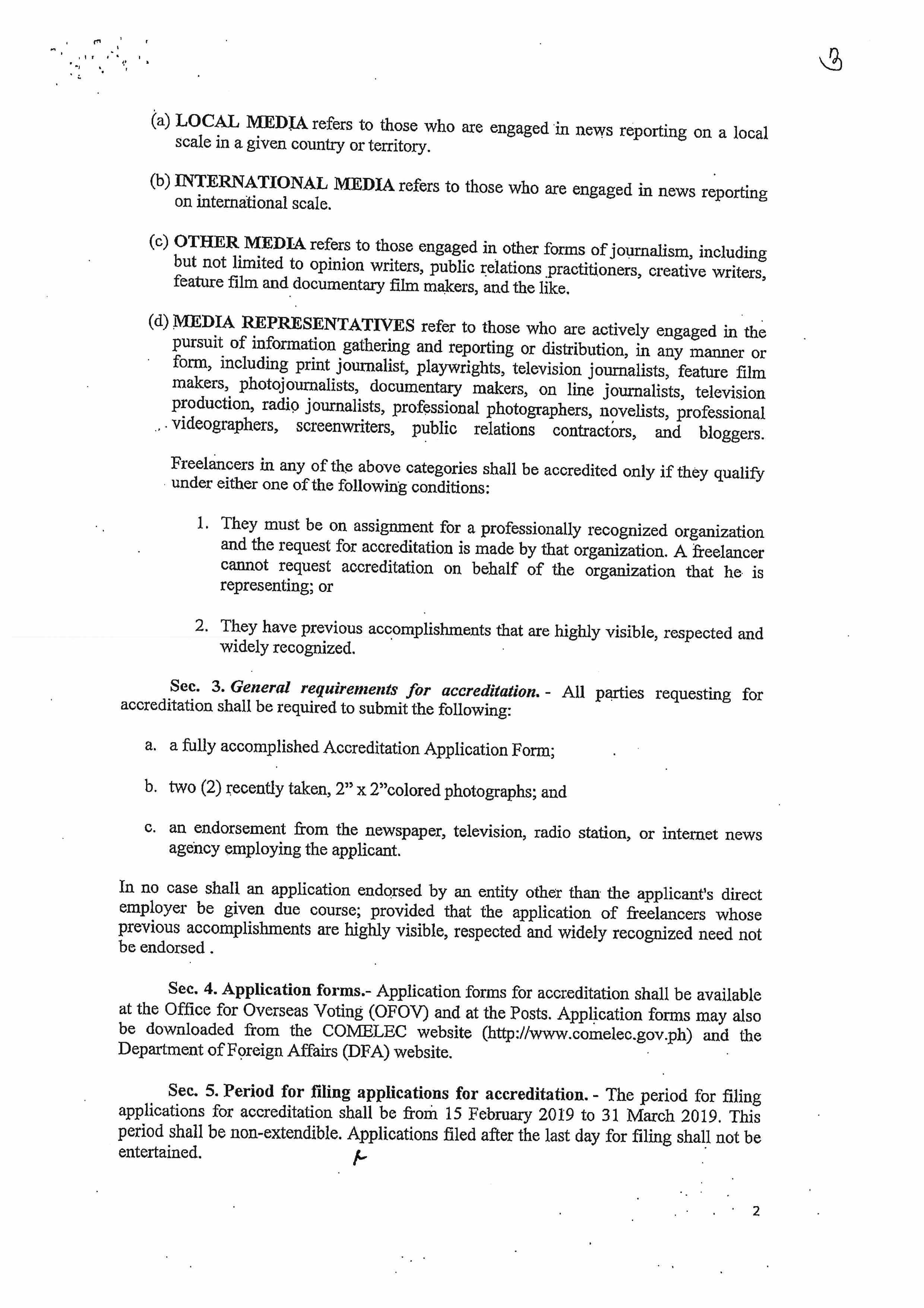 Announcement re Guidelines for Mass Media Accreditation for OVS Page 3