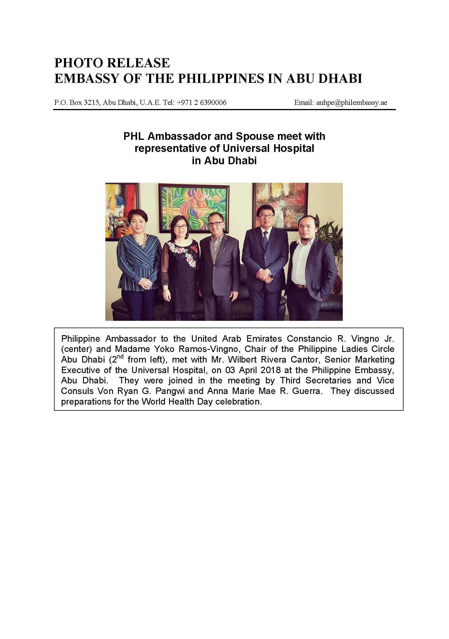 Photo Release Meeting with Wilbert Cantor Universal Hospital 180403