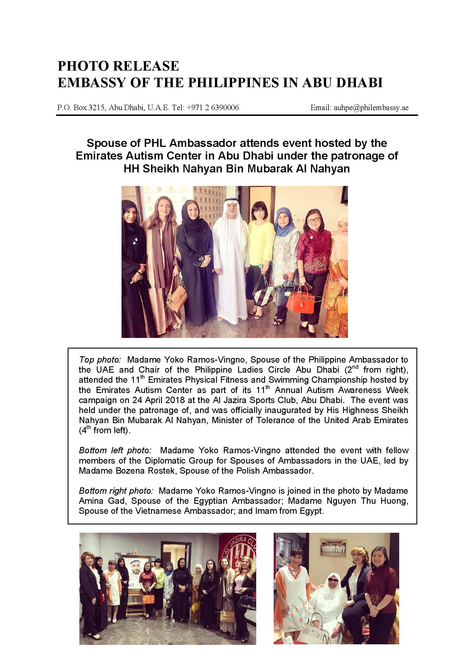 Photo Release Emirates Autism Center activity 180424