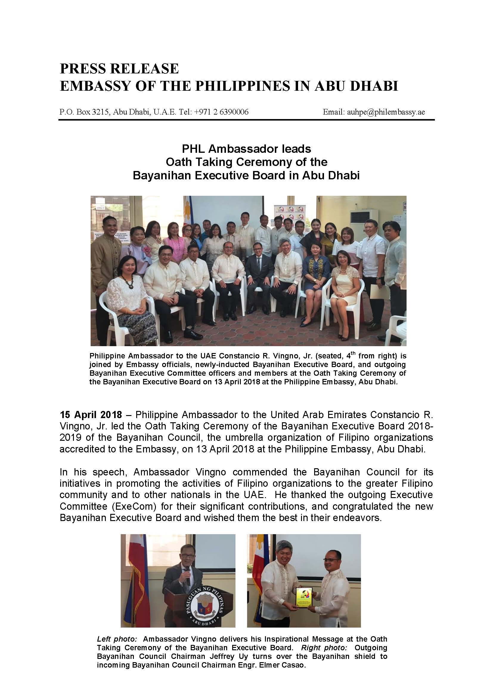 Press Release Bayanihan Council Induction 2018 Page 1