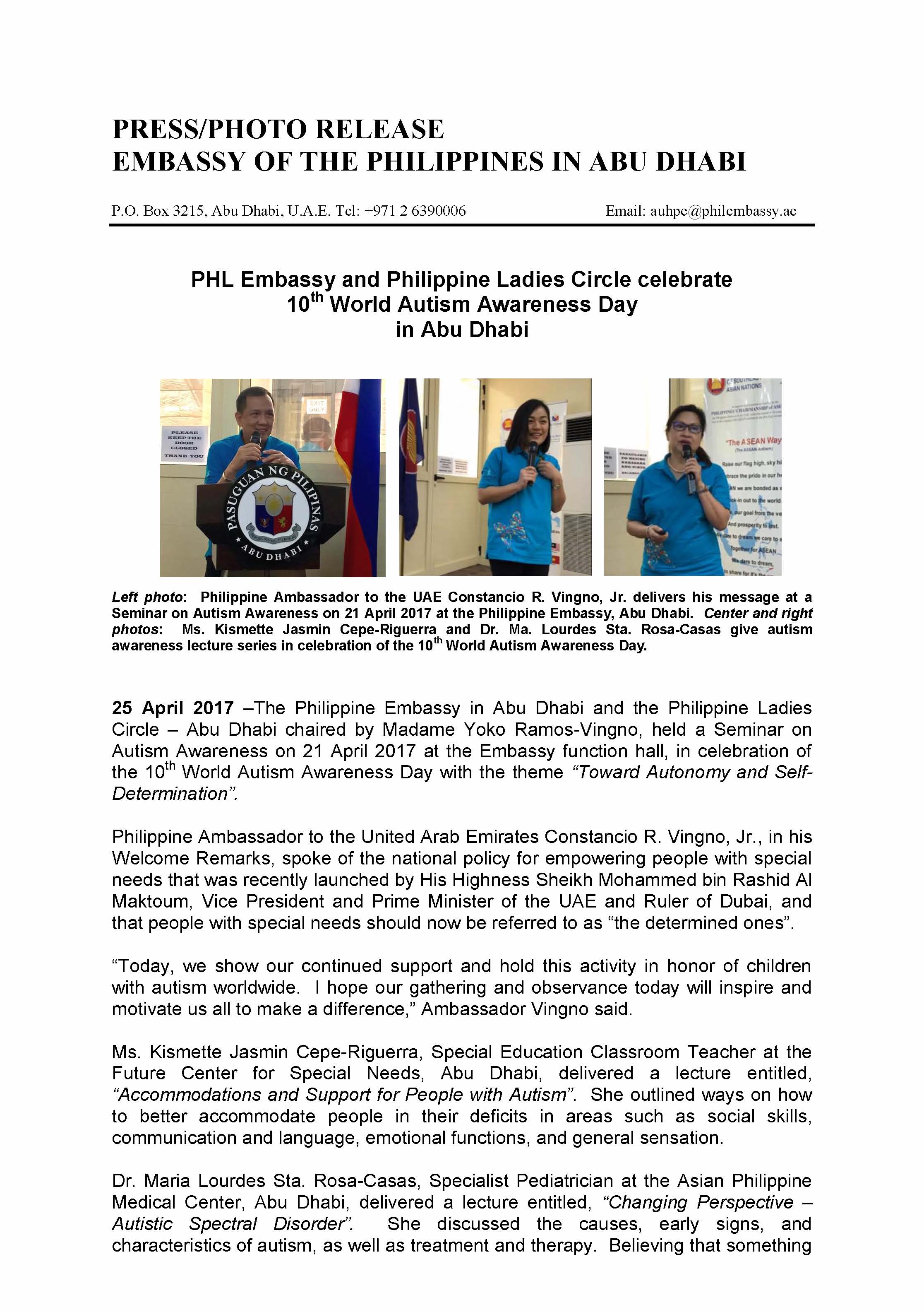 PR 10th World Autism Awareness Day 170421 Page 1