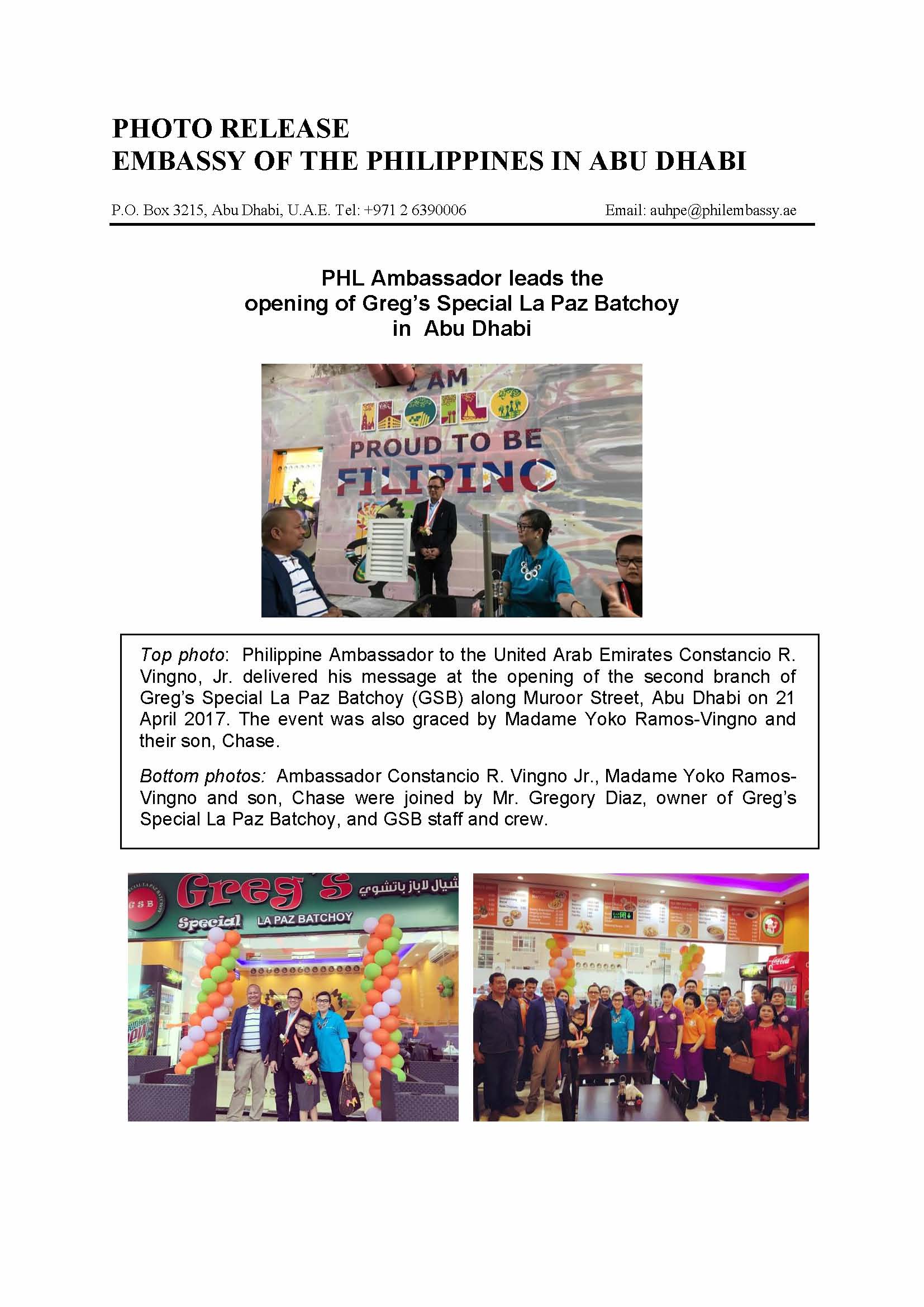 PR Opening of Gregs Special La Paz Batchoy 170421