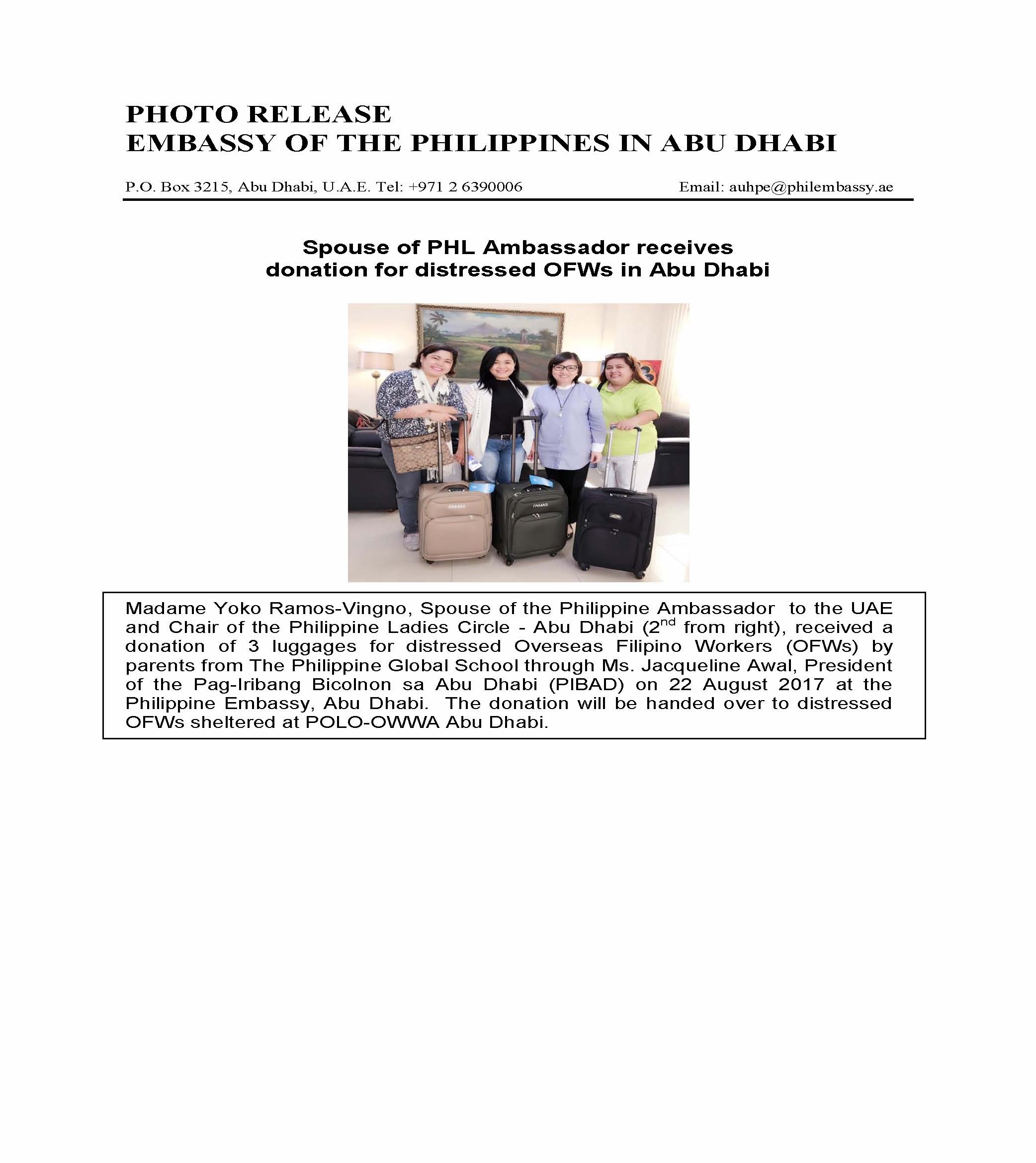 Photo Release Donation for wards from TPGS and PIBAD 170822