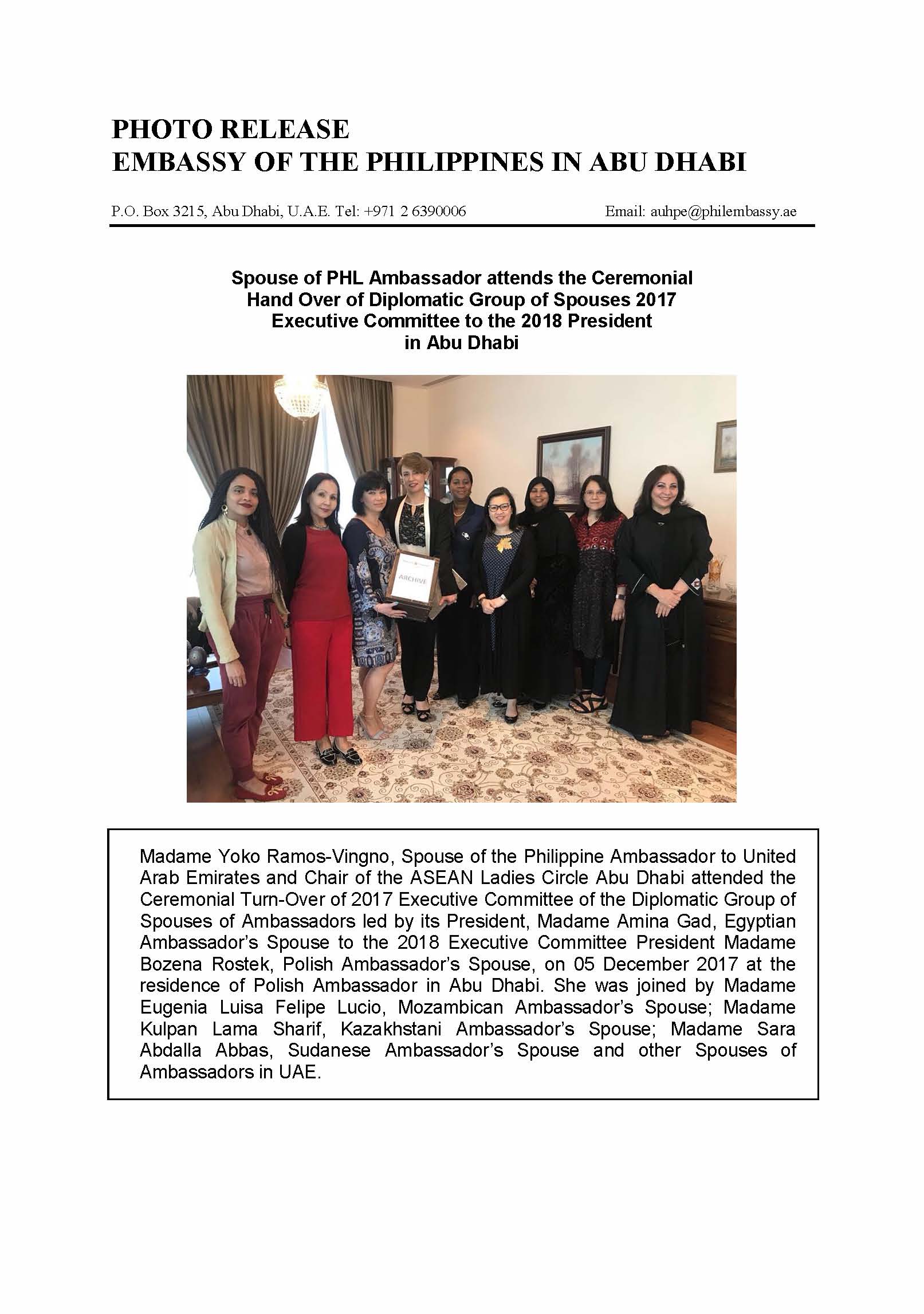 Photo Release Diplomatic Core Ceremonial Hand Over 2017