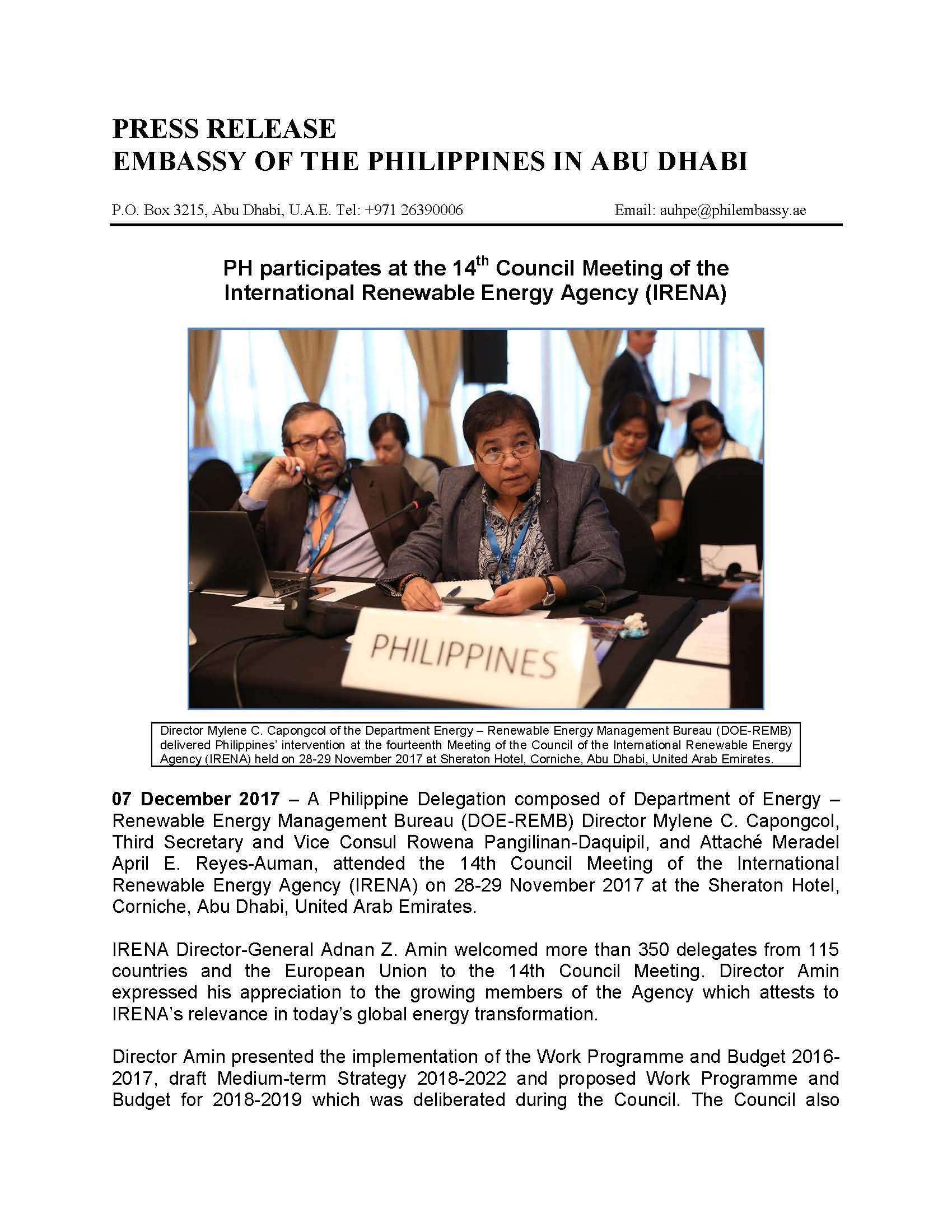 report cover and pr of 14th Council Meeting Page 1