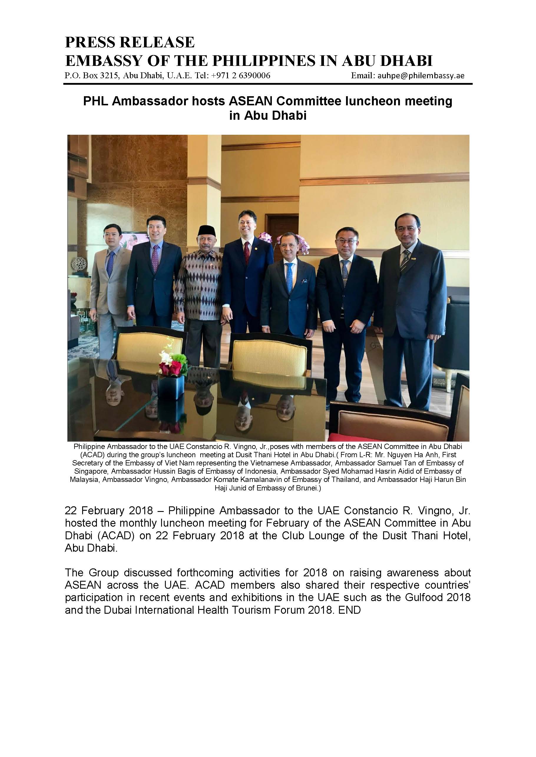 PRESS RELEASE PHL Ambassador hosts ACAD Meeting 25Feb2018 Page 1