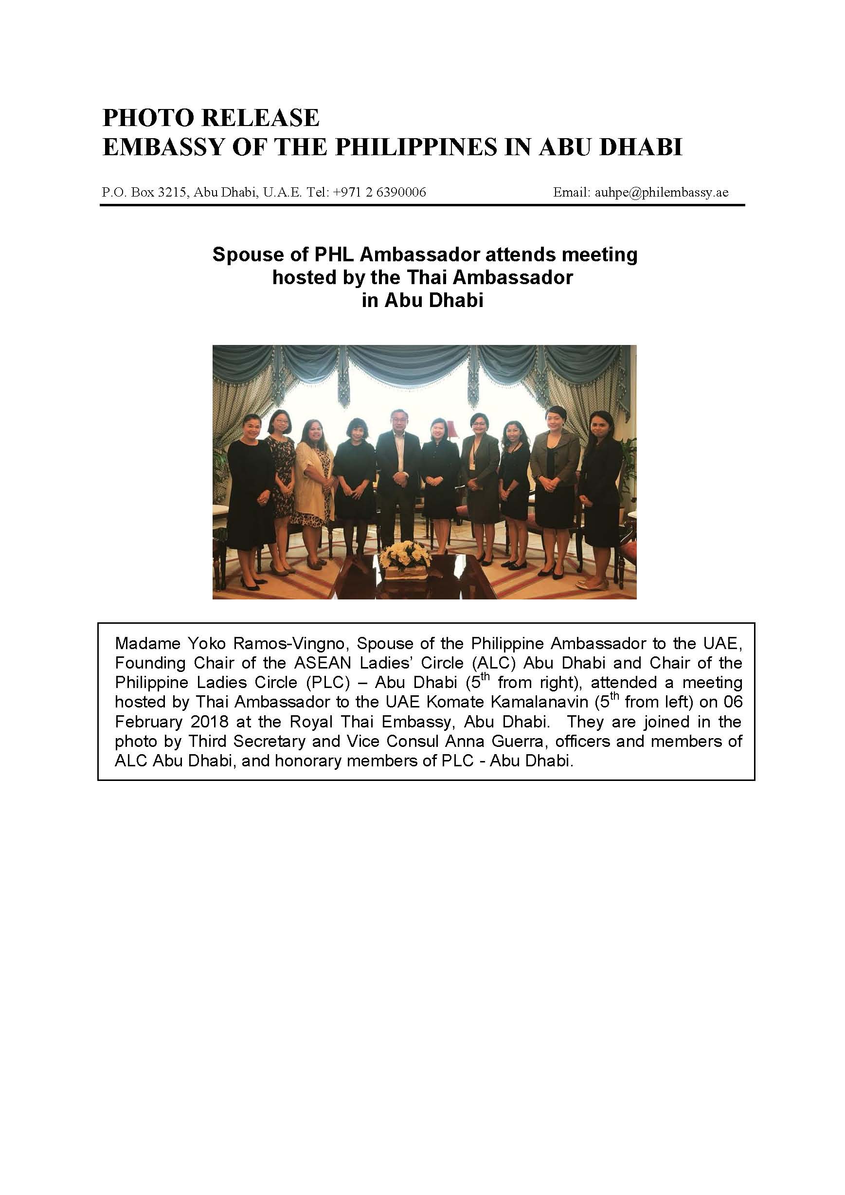 Photo Release MYRV attends meeting hosted by Thai Ambassador 180206 2