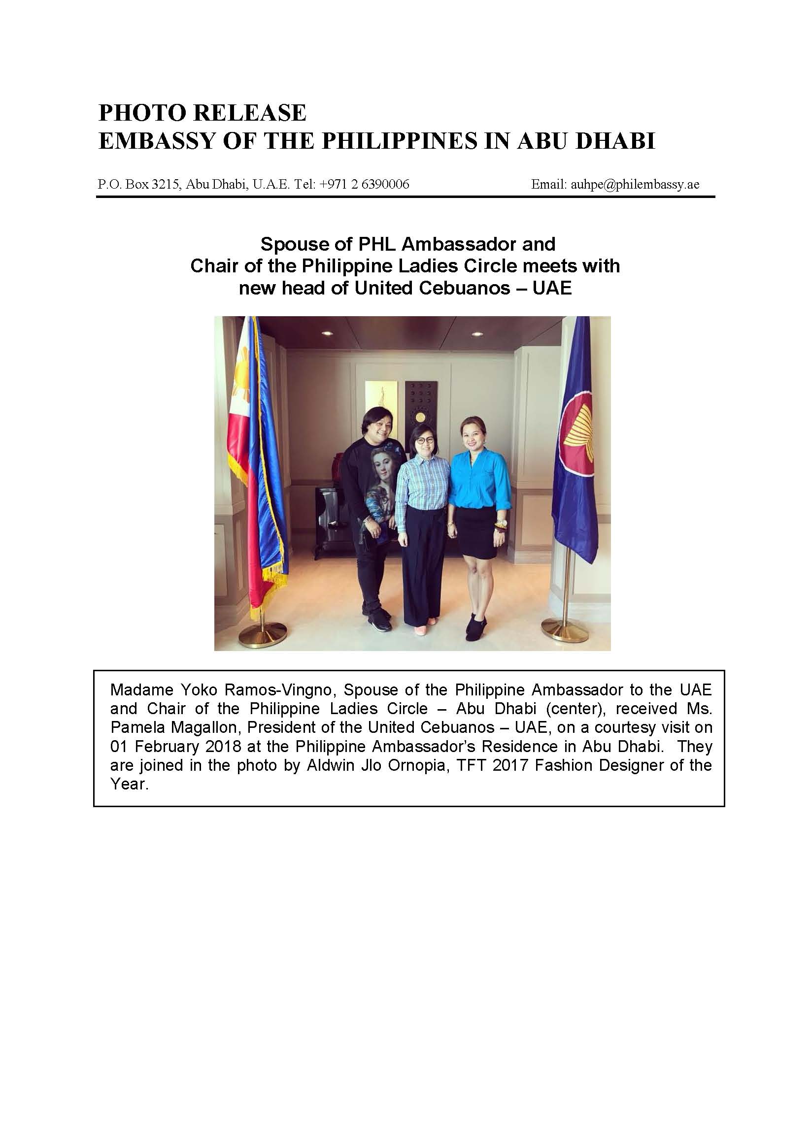 Photo Release MYRV meets new president of United Cebuanos Dubai 180201 1