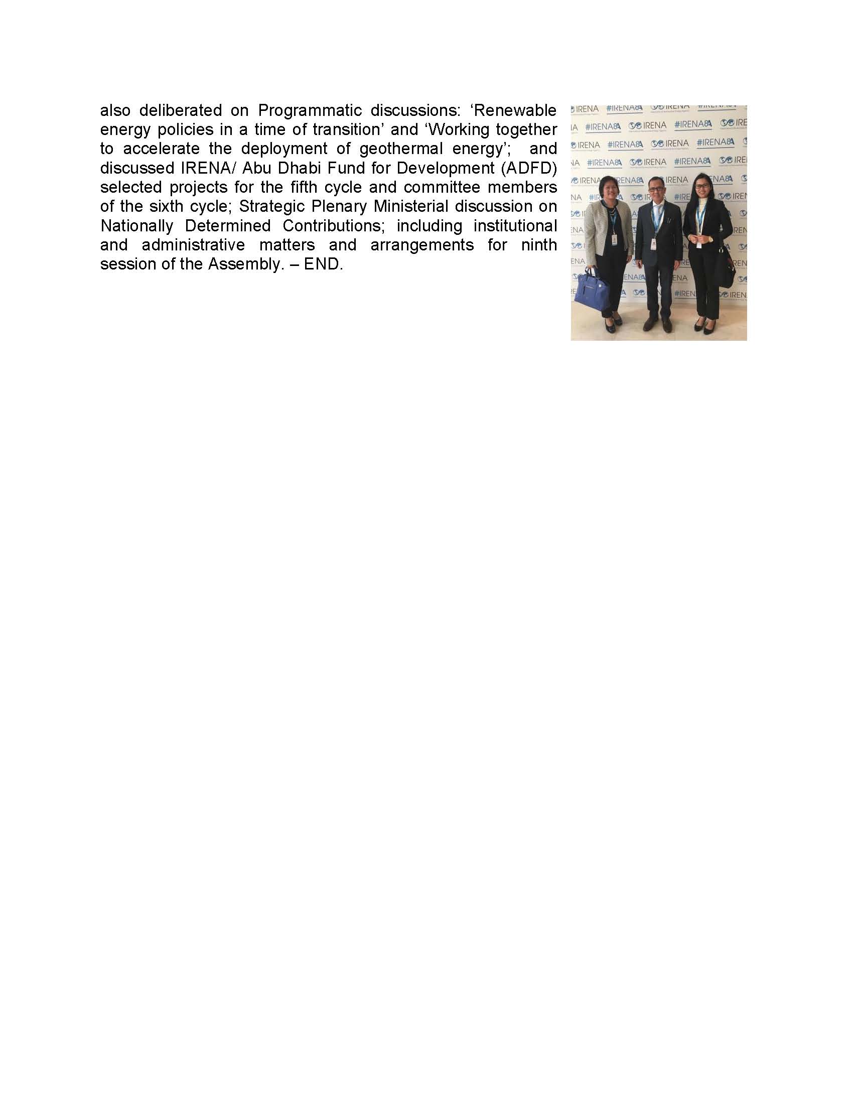 posts report on the irena 8th assembly Page 2