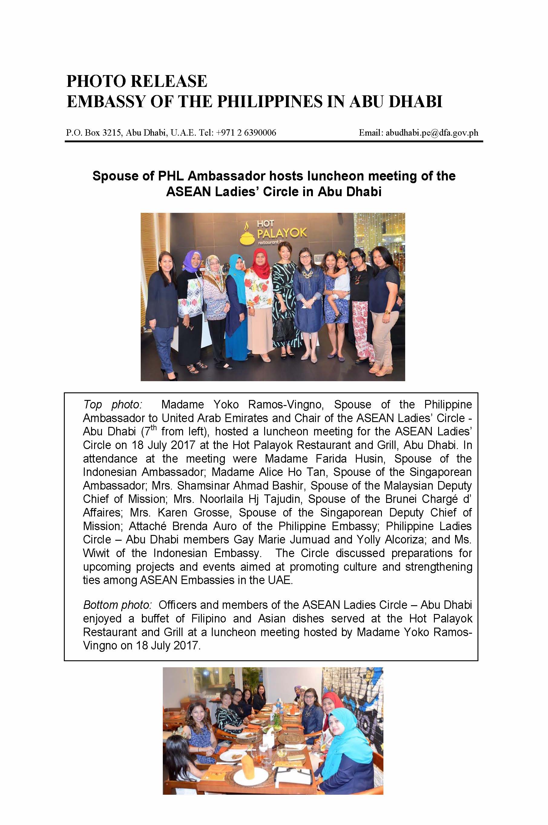 Photo Release MYRV hosts Asean Ladies Circle luncheon meeting 170718
