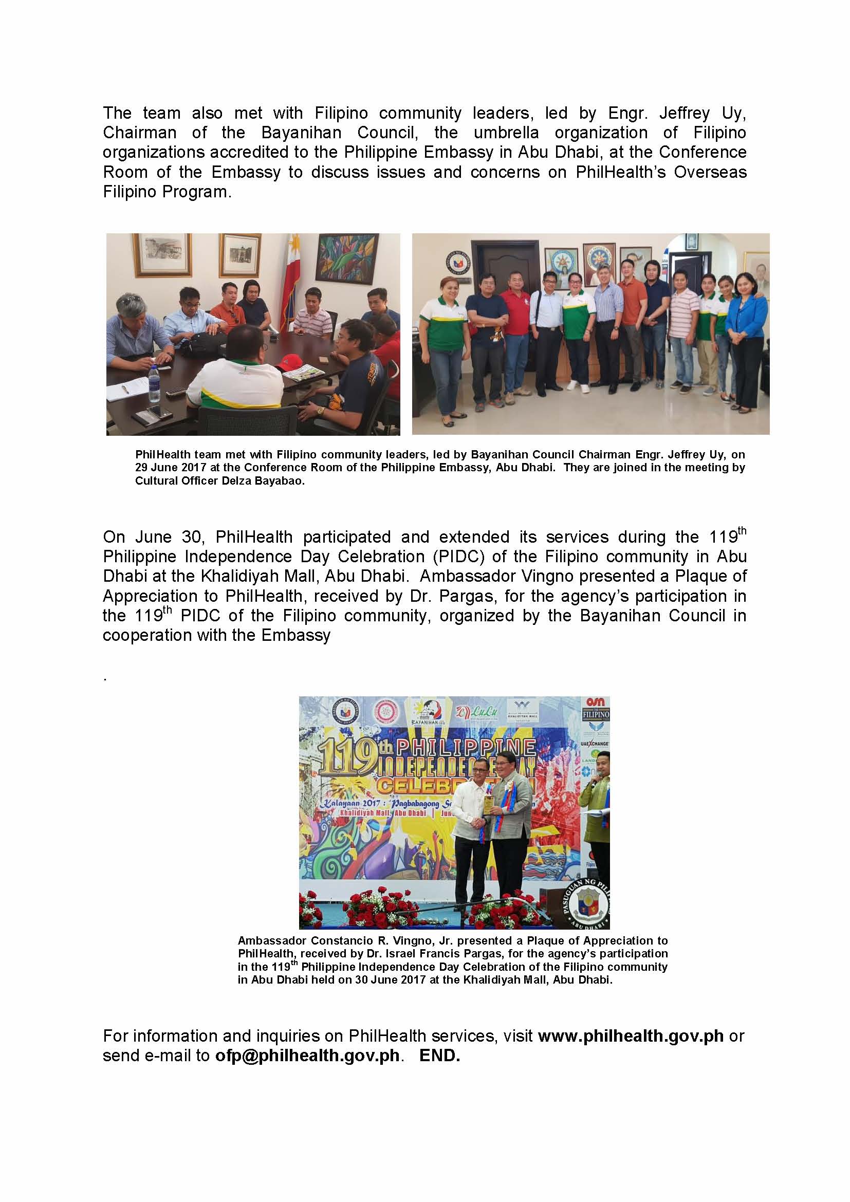 Press Release PhilHealth delivers services for Overseas Filipinos in Abu Dhabi Page 2