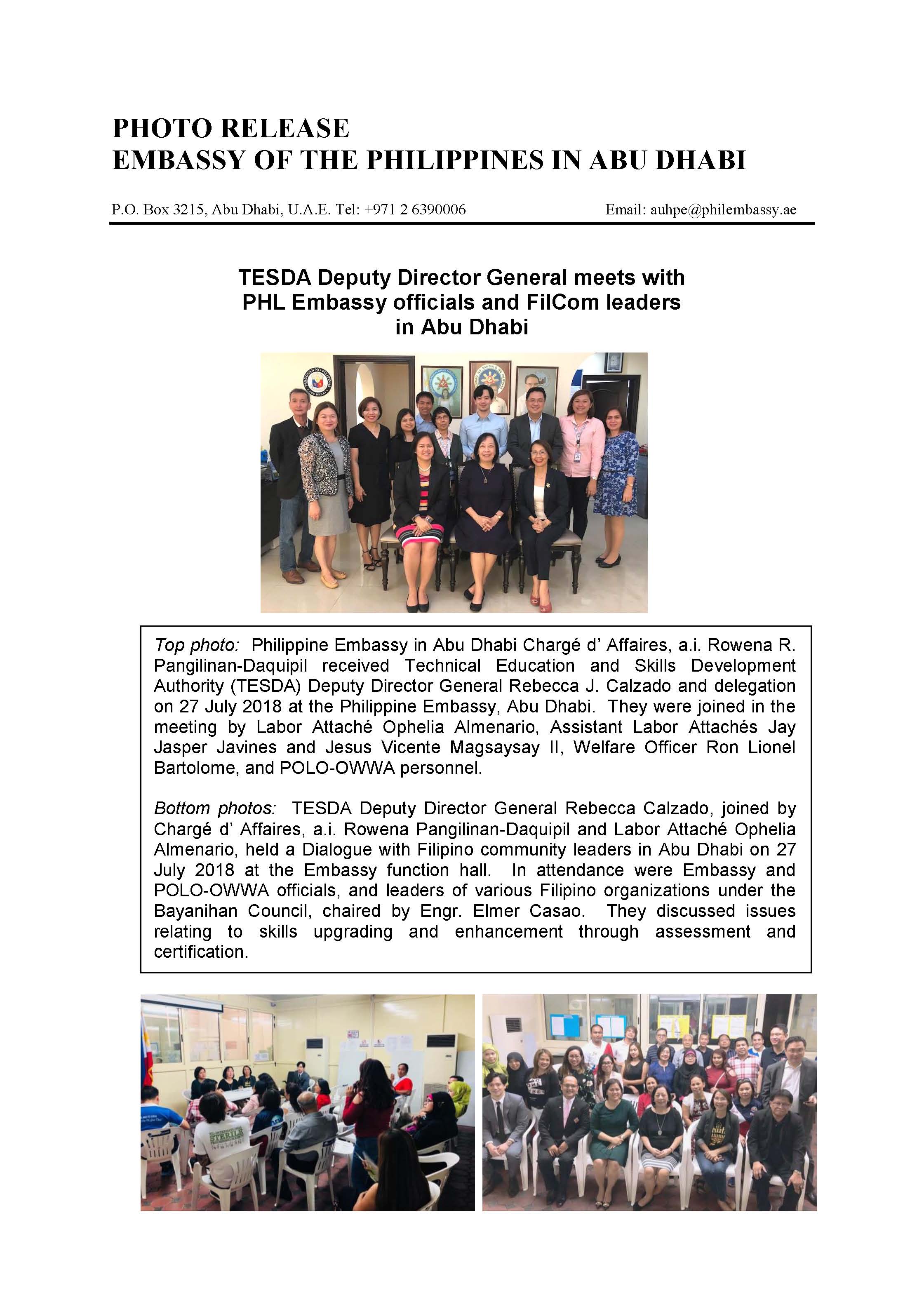 Photo Release TESDA DDG Courtesy call and Dialogue with FilCom