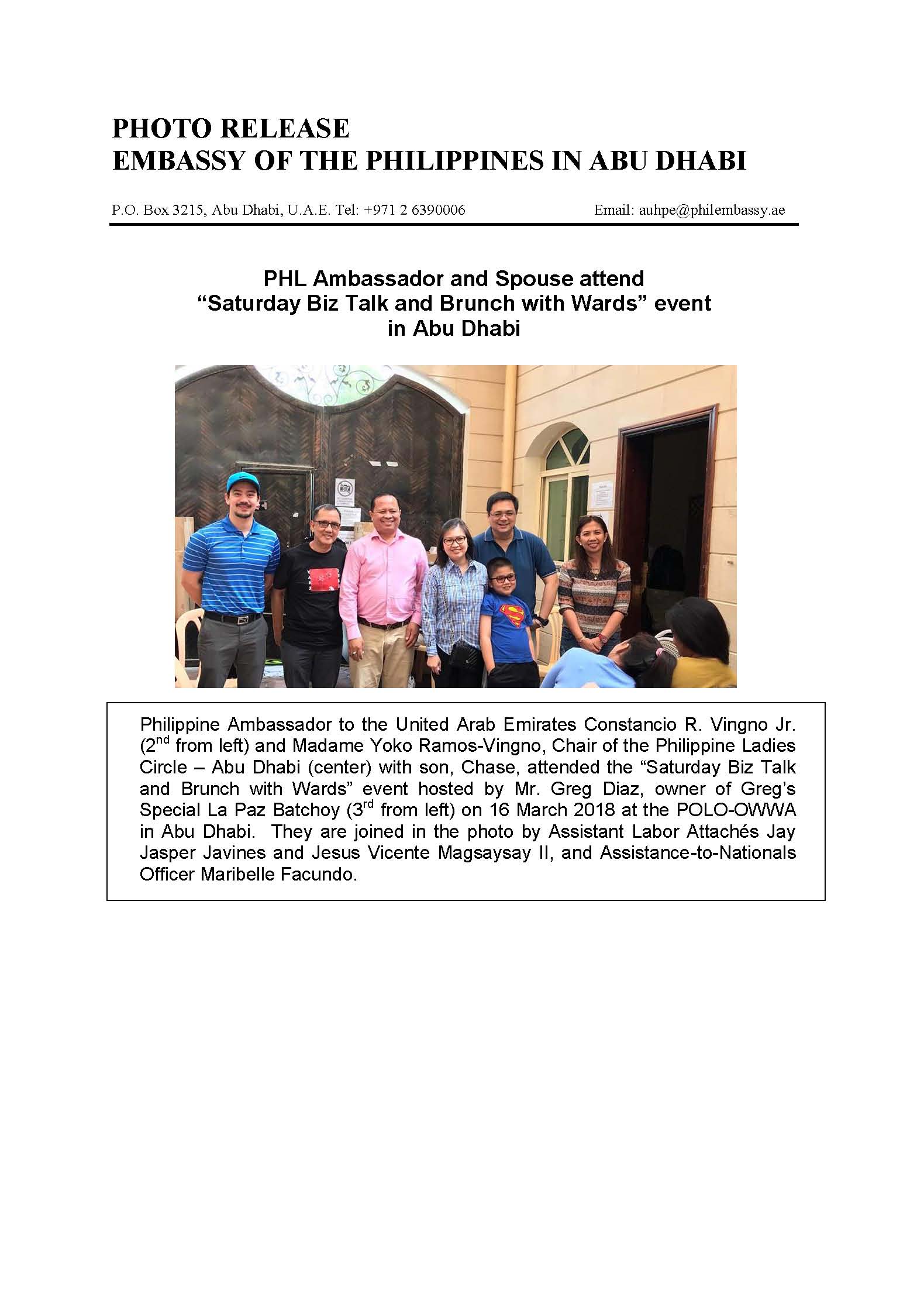 Photo Release Saturday biz talk and brunch with wards 180316