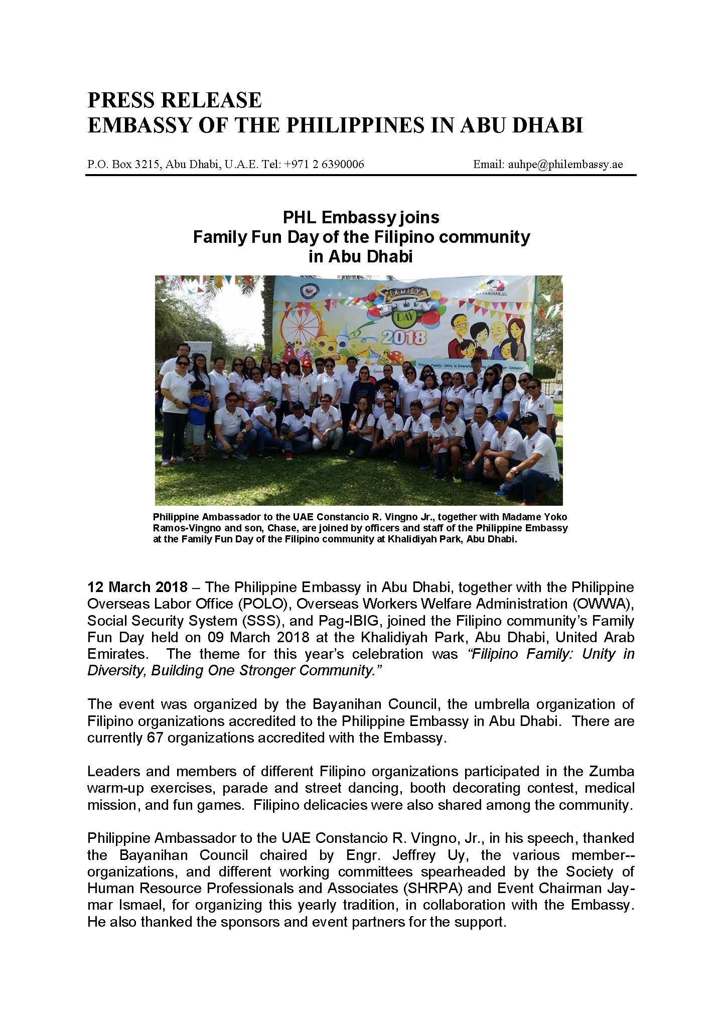 Press Release FilCom Family Fun Day 2018 Page 1