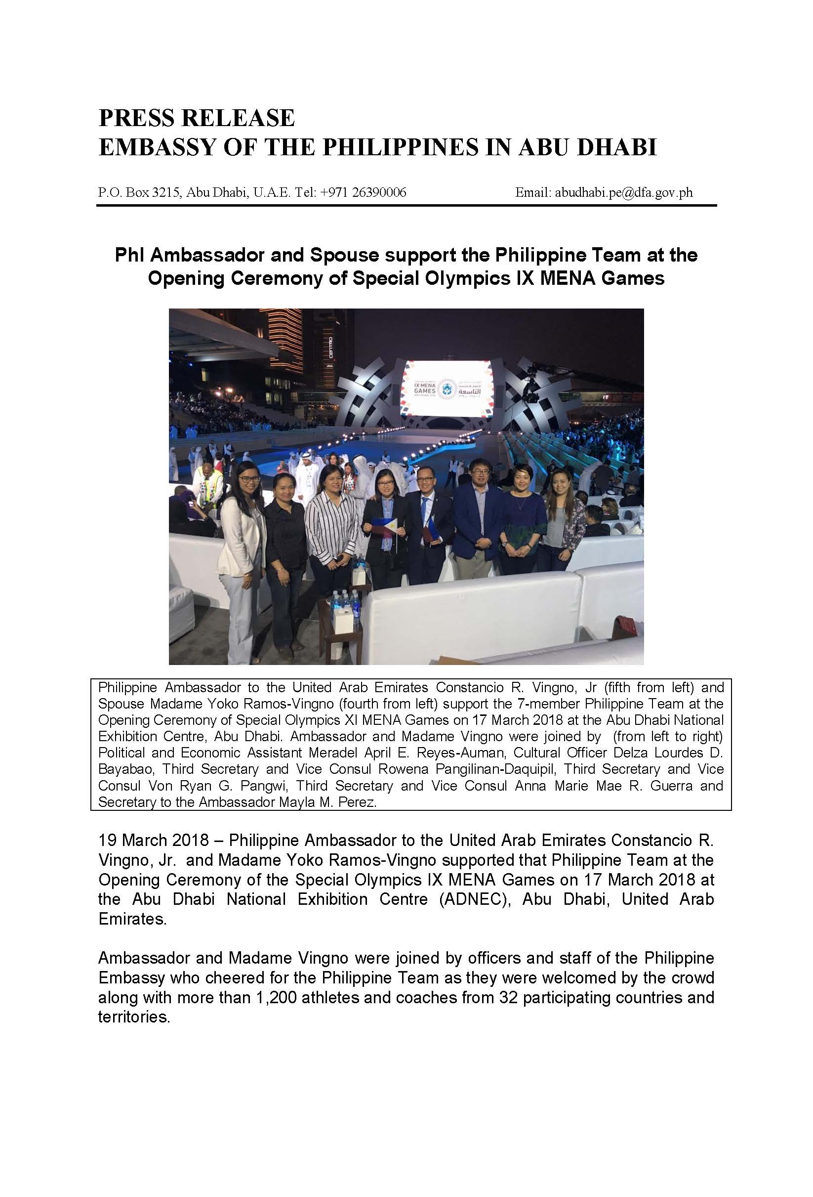 ph at the special olympics 9th mena games in abu dhabi 1st PR Page 1