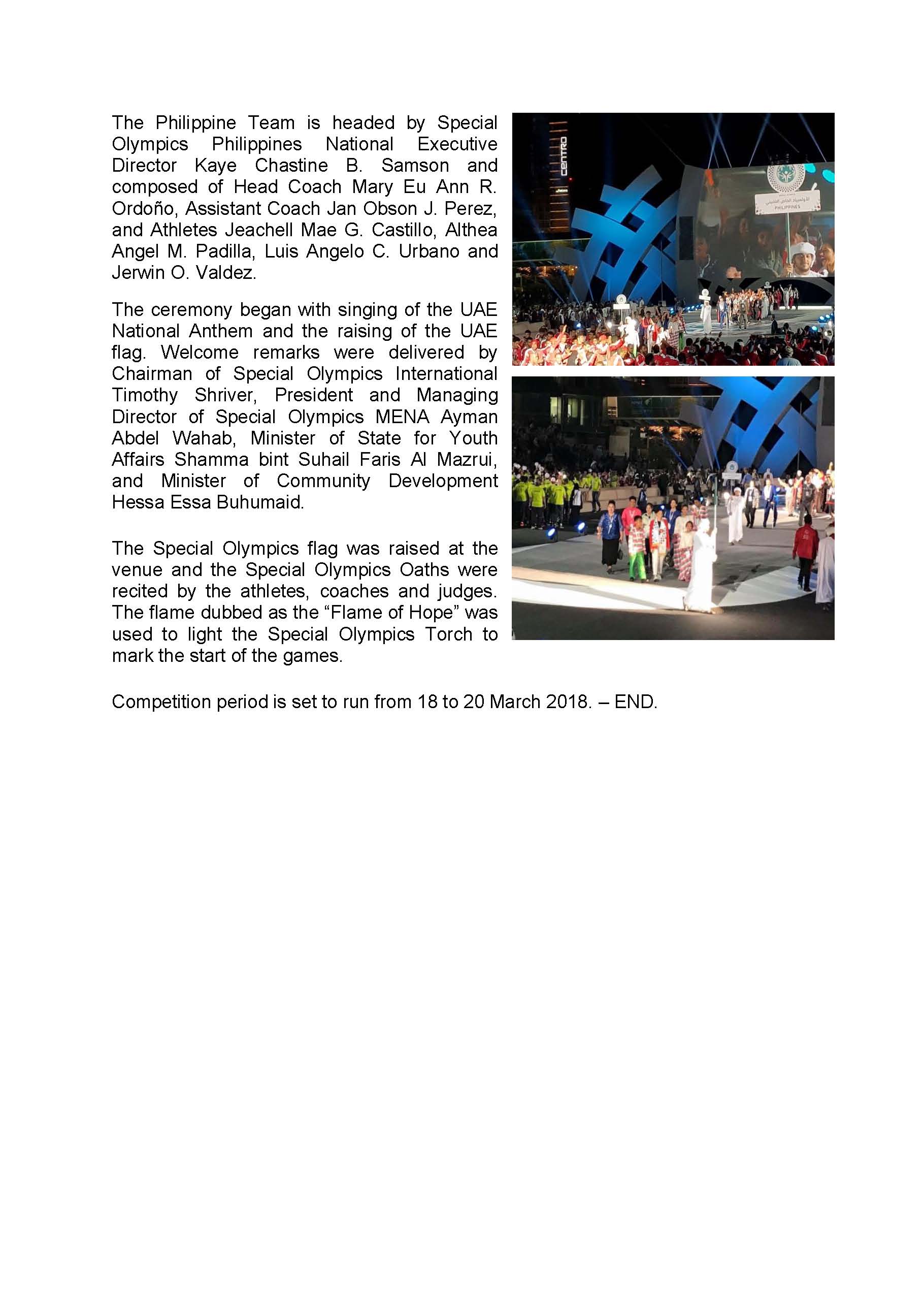 ph at the special olympics 9th mena games in abu dhabi 1st PR Page 2