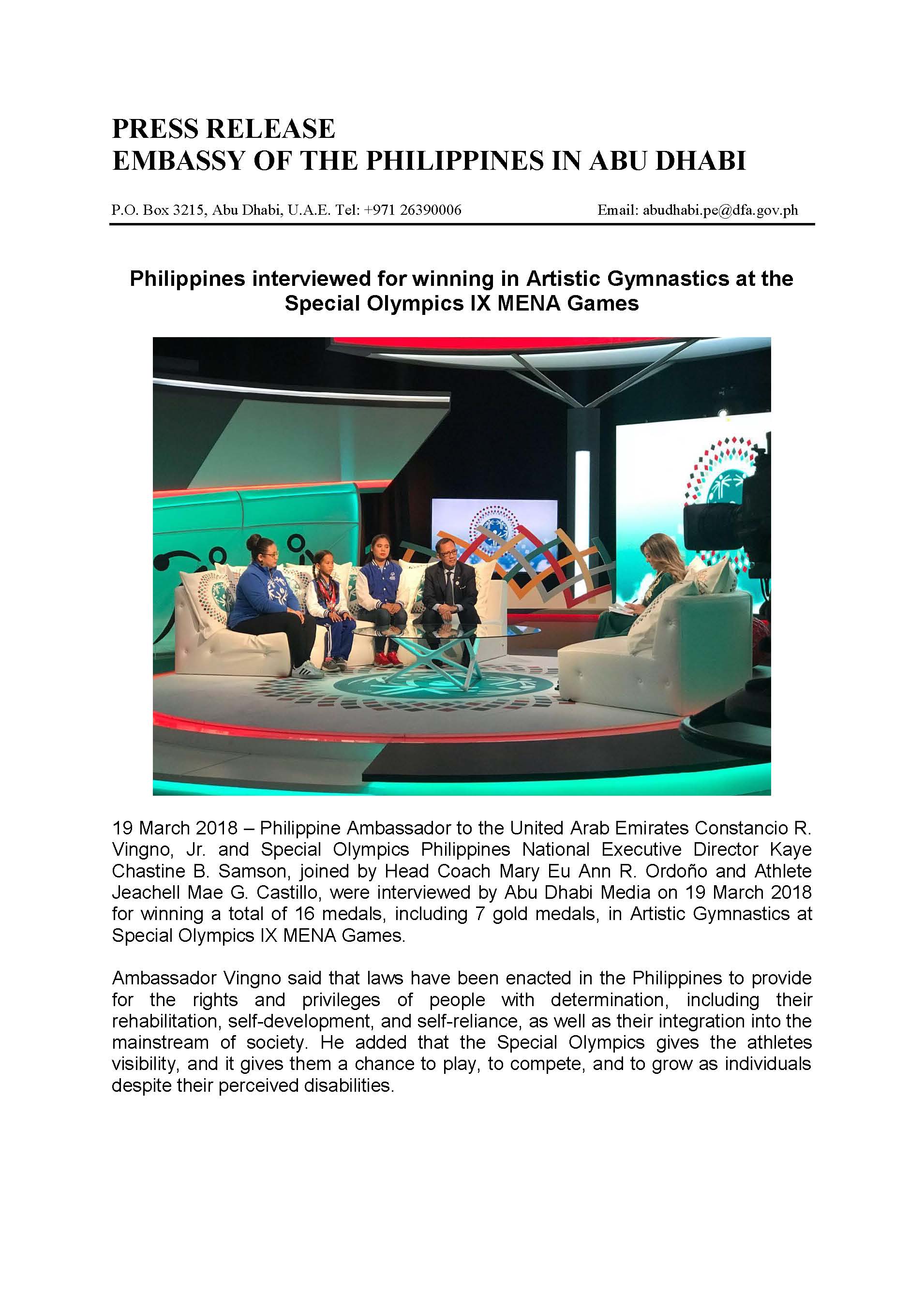 ph at the special olympics 9th mena games in abu dhabi 4th PR Page 1