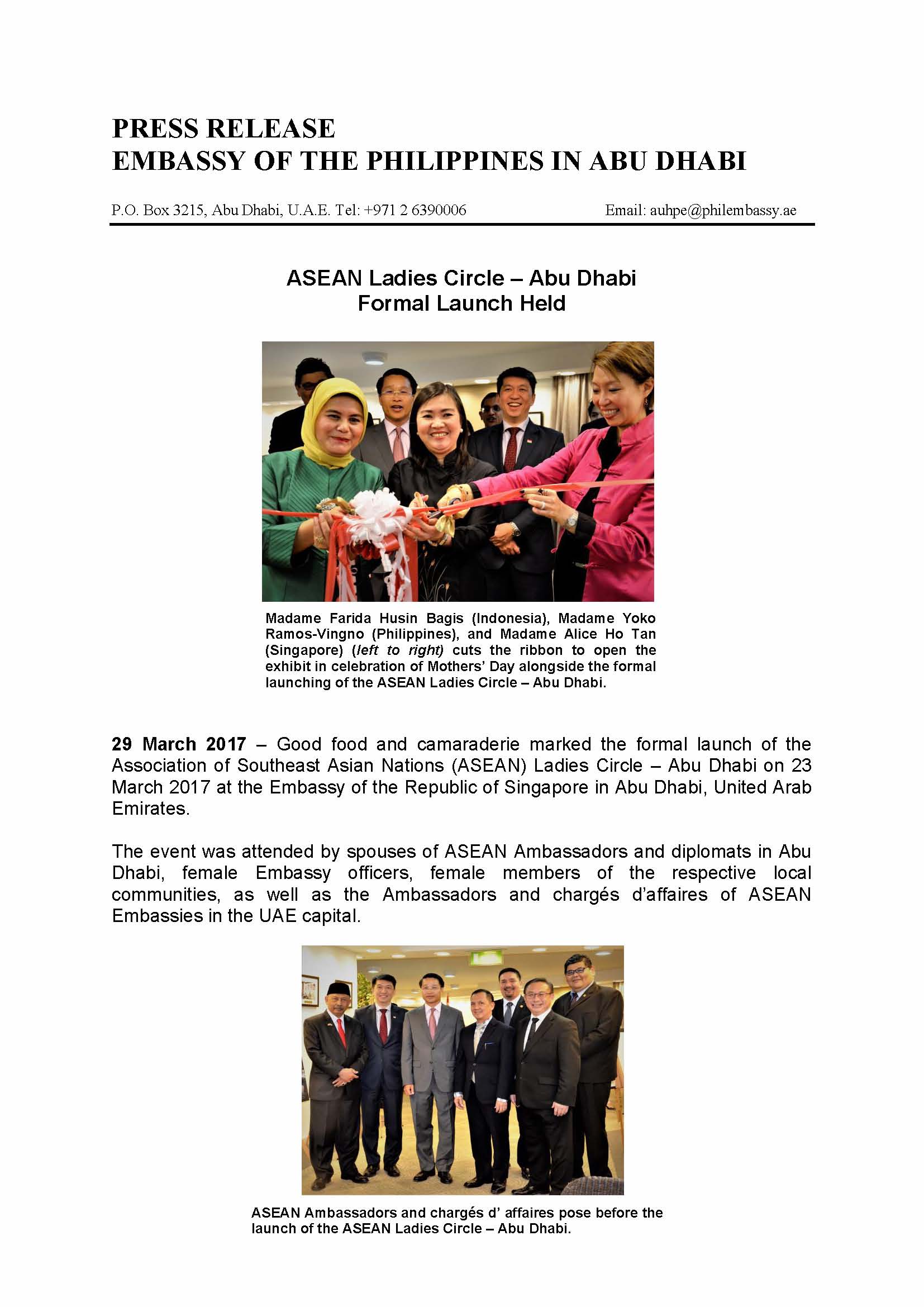 PR Launch of ASEAN Ladies Circle 170323 Page 1