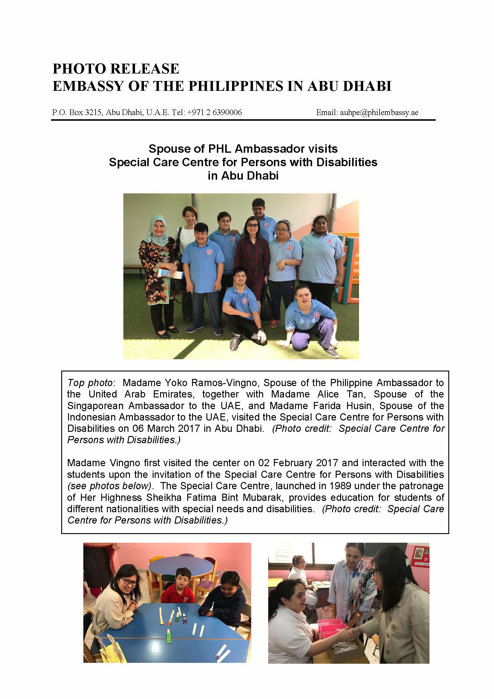 Photo Release Visit to Special Care Centre for PWDs 170306