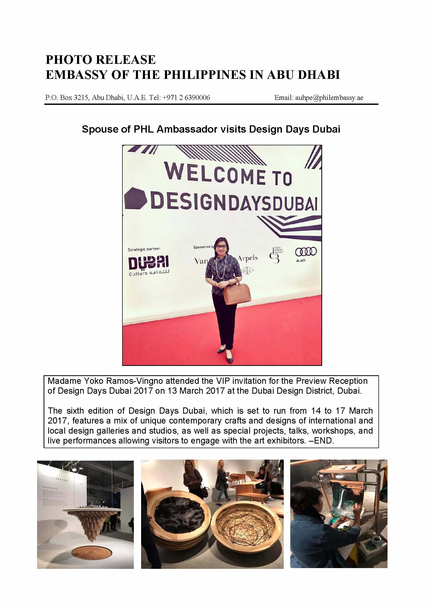 Photo Release myrv attends design days dubai 170313