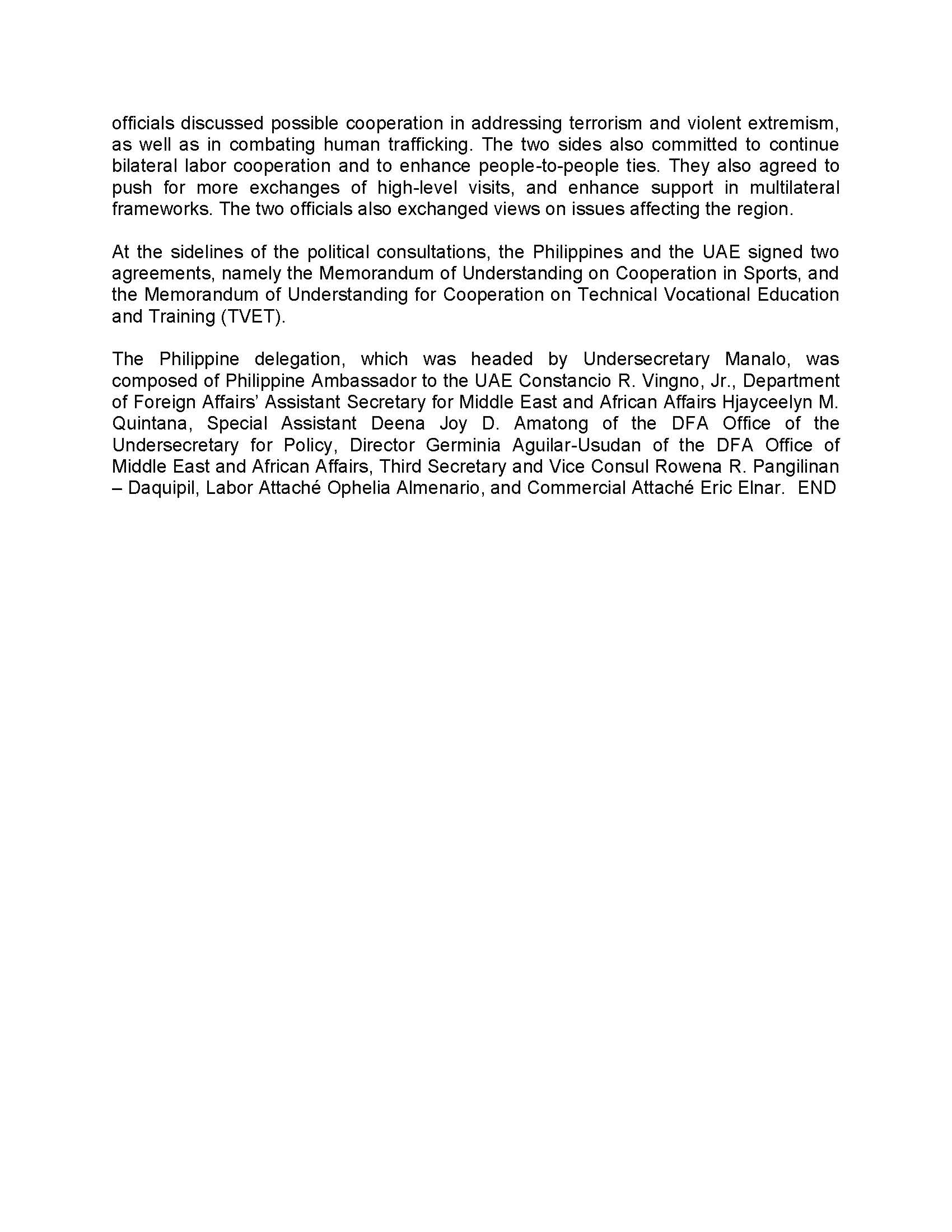 PRESS RELEASE 2nd PH UAE Political Consultations held Page 2