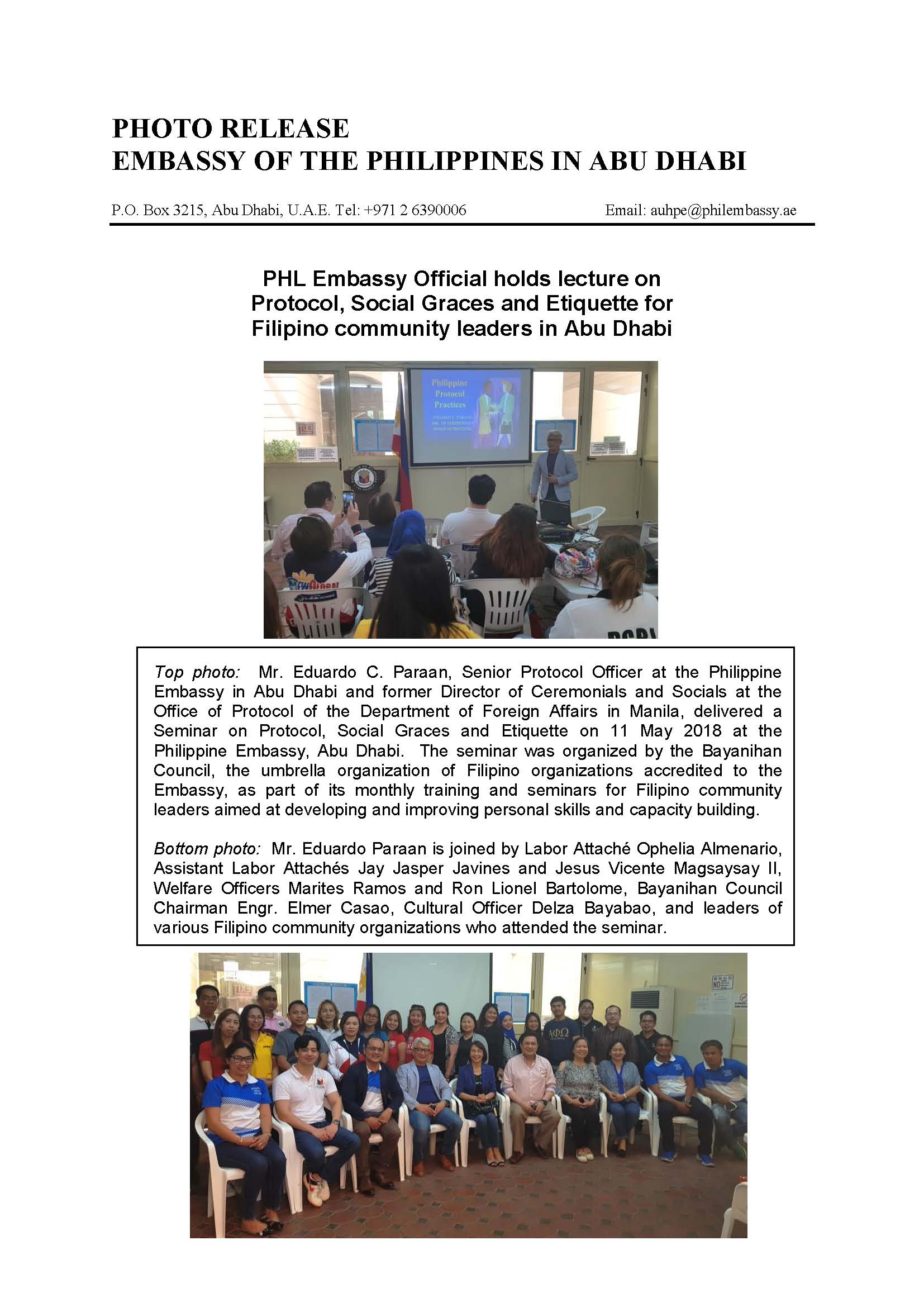 Photo Release Seminar on Protocol 180511 1