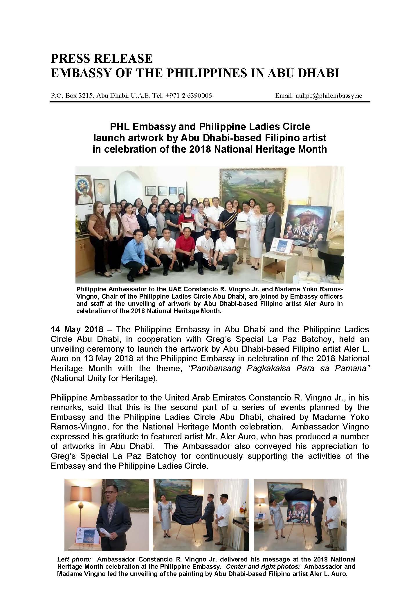 Press Release National Heritage Month Celebration Unveiling of Artwork 180513 Page 1