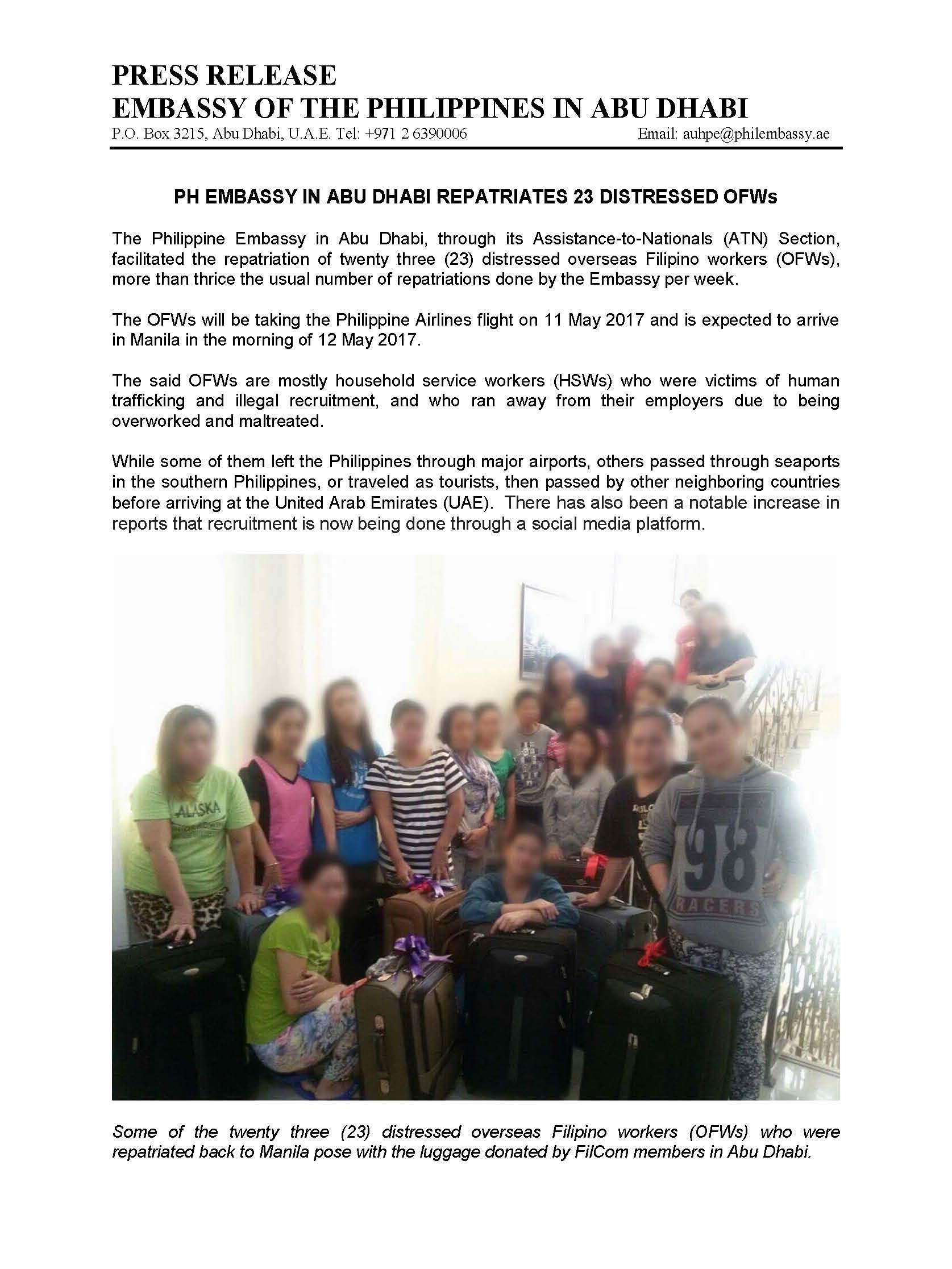 PR ATN Unit Repatriates 23 Distressed OFWs 170511 Page 1