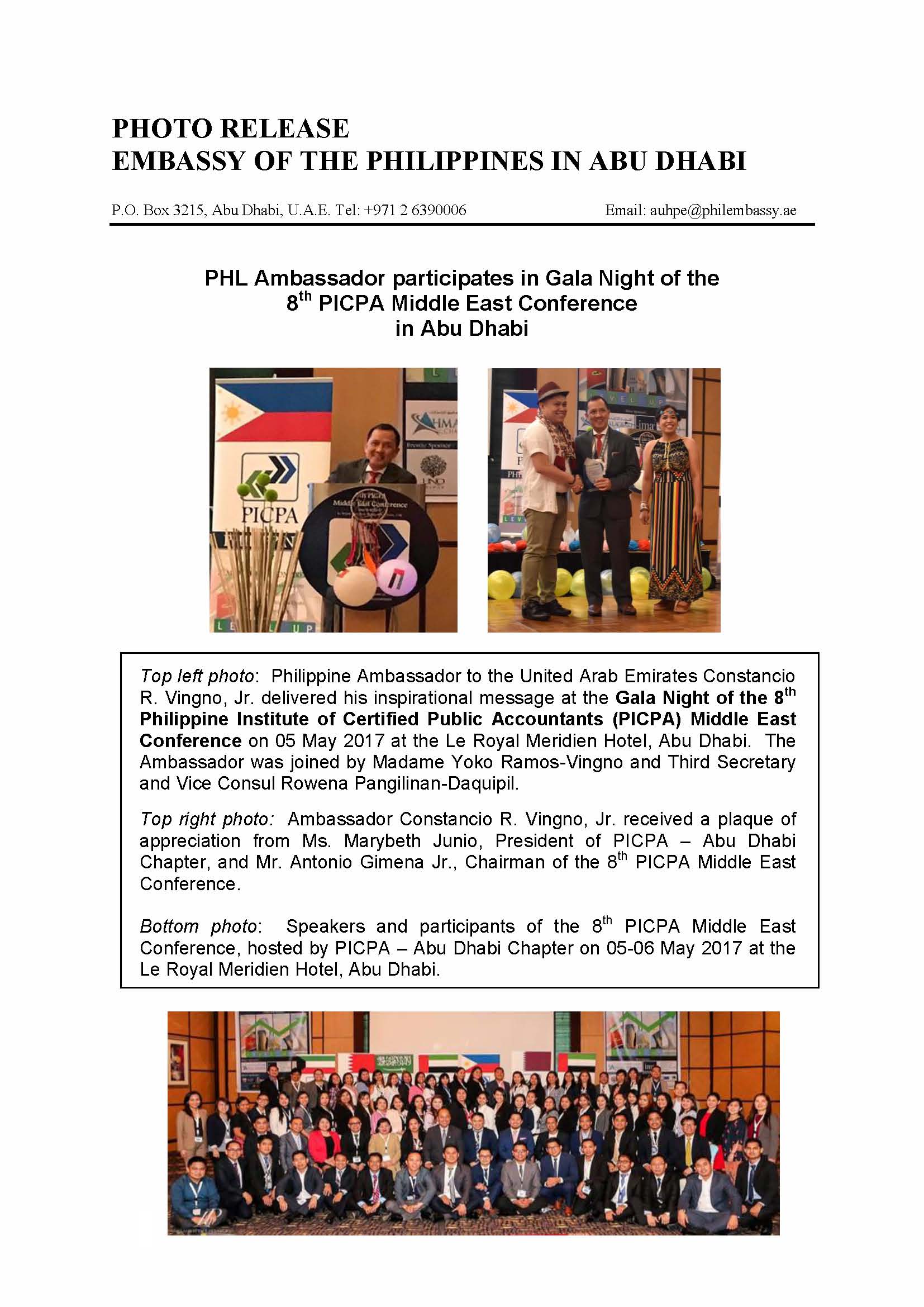 PR Gala Night of 8th PICPA ME Conference 170505