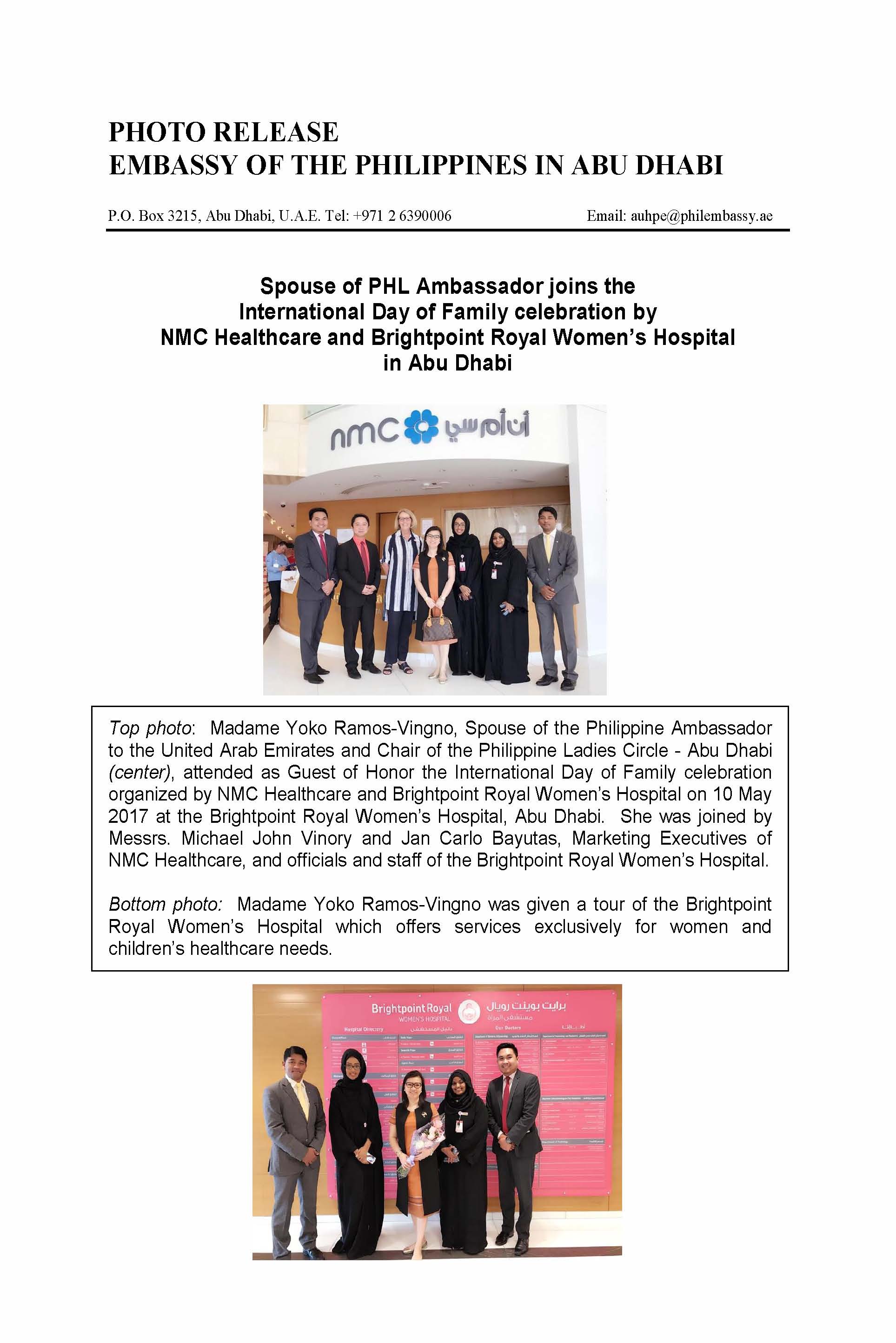 PR International Day of Family by NMC Brightpoint Hospital 170510