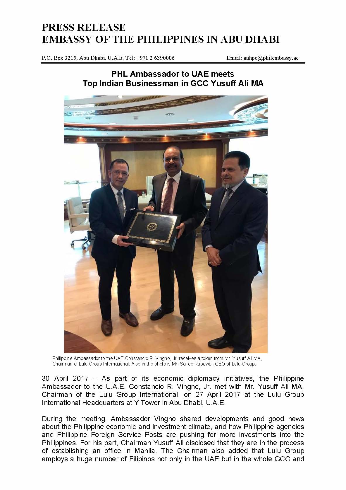 PR PHL Amba meets Top Indian Businessman in GCC 30April2017 1 Page 1