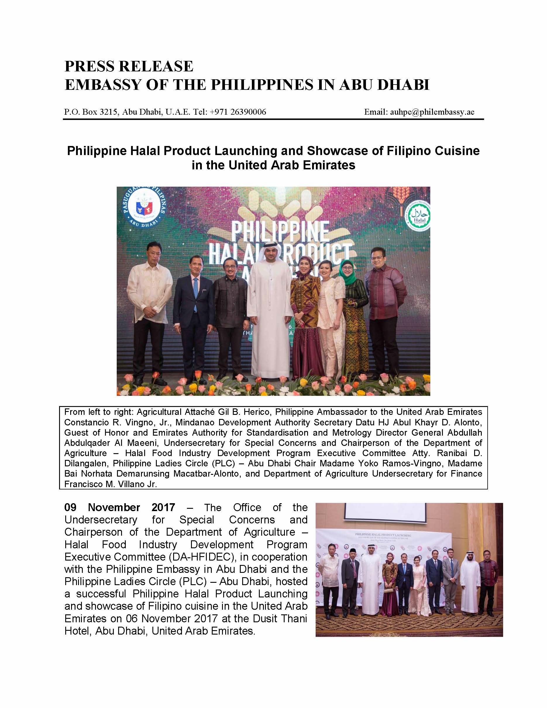 PR philippine halal product launching and showcase of filipino cuisine Page 1
