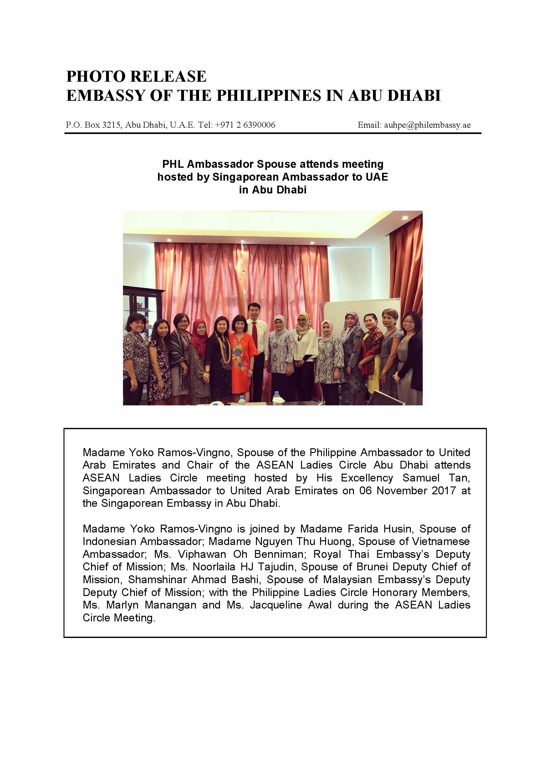 Photo Release ASEAN meeting hosted by Singaporean Ambassador