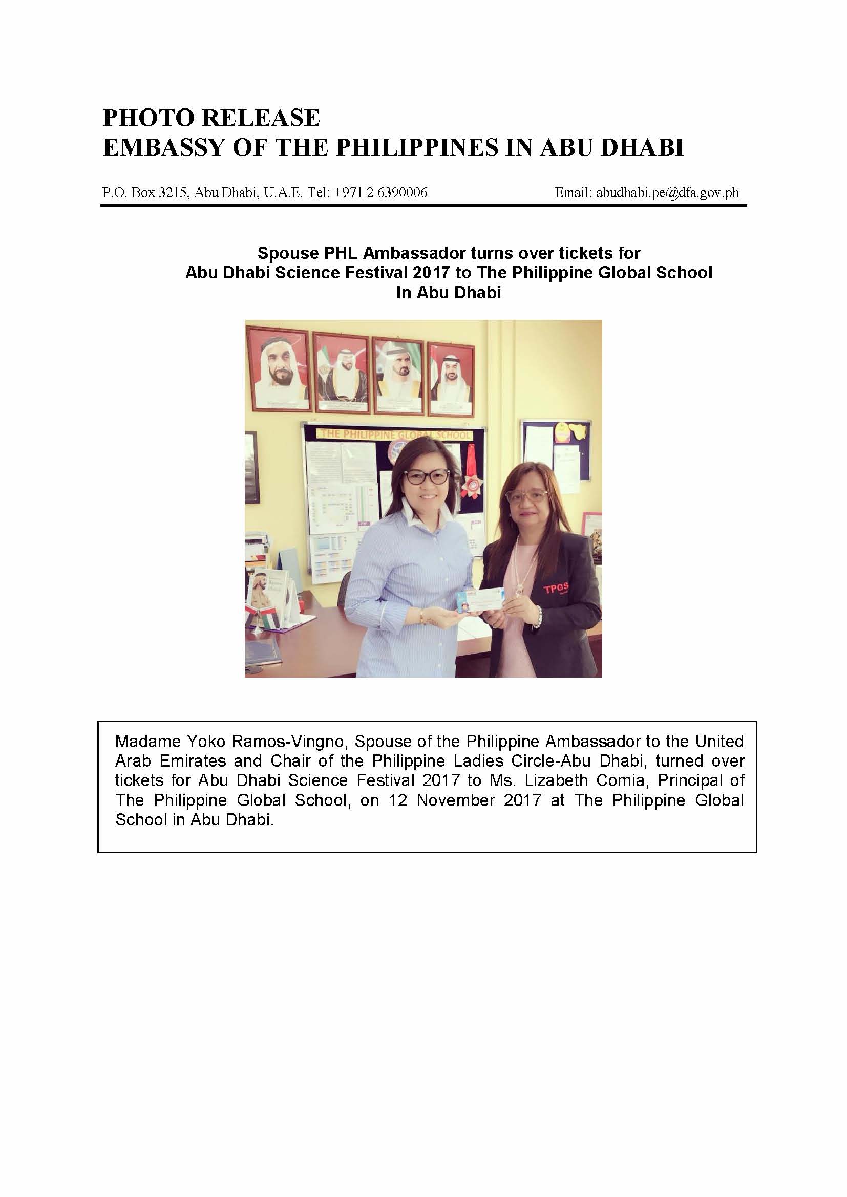 Photo Release MYRV Tickets for TPGS Science Festival Page 1
