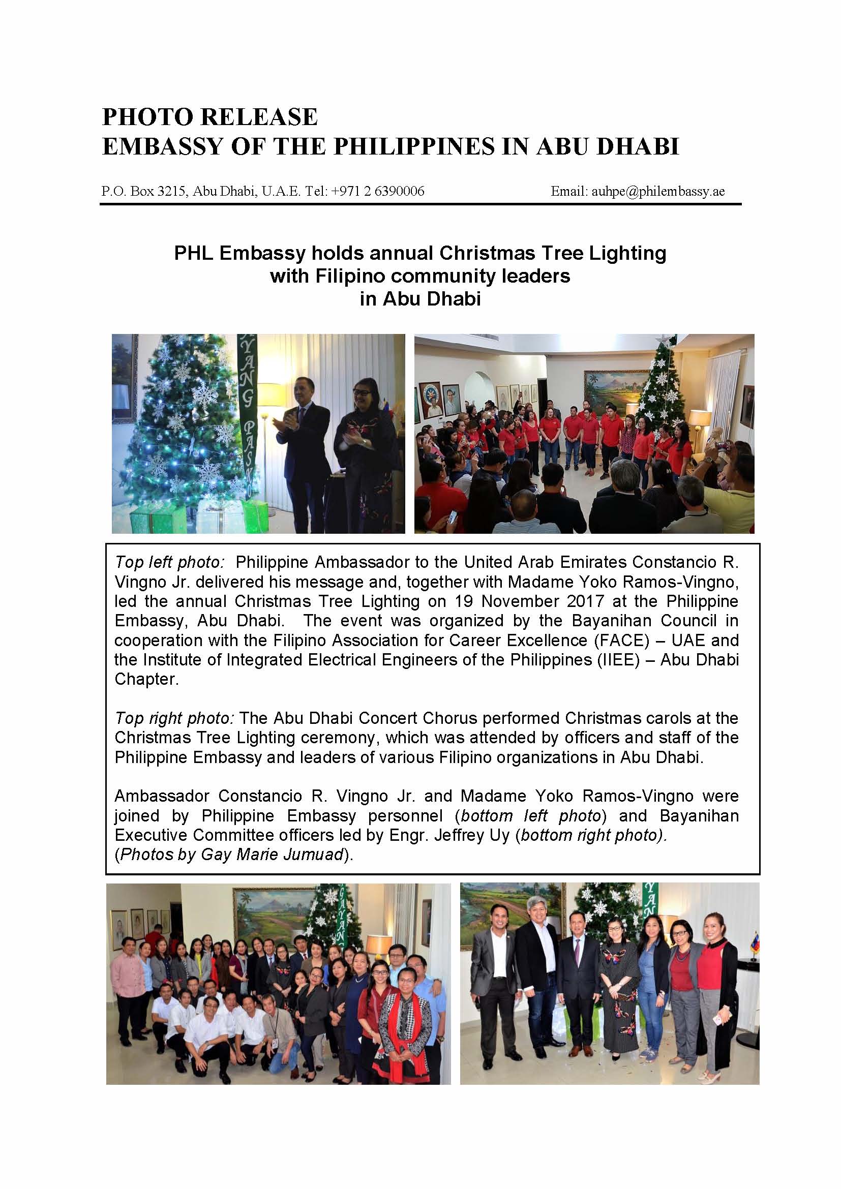 Photo Release Christmas Tree Lighting 171119