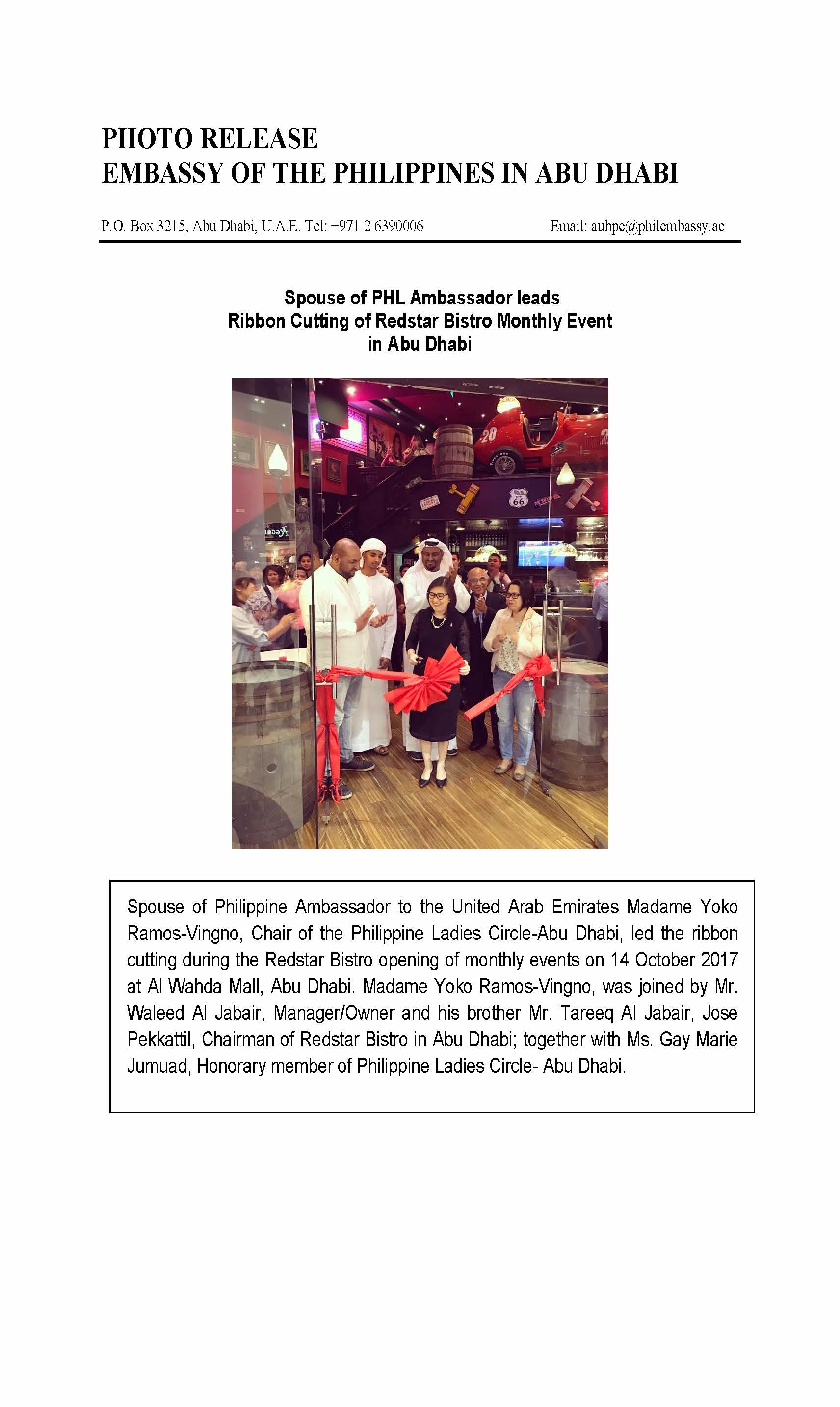 Photo Release Redstar Bistro opening of monthly event