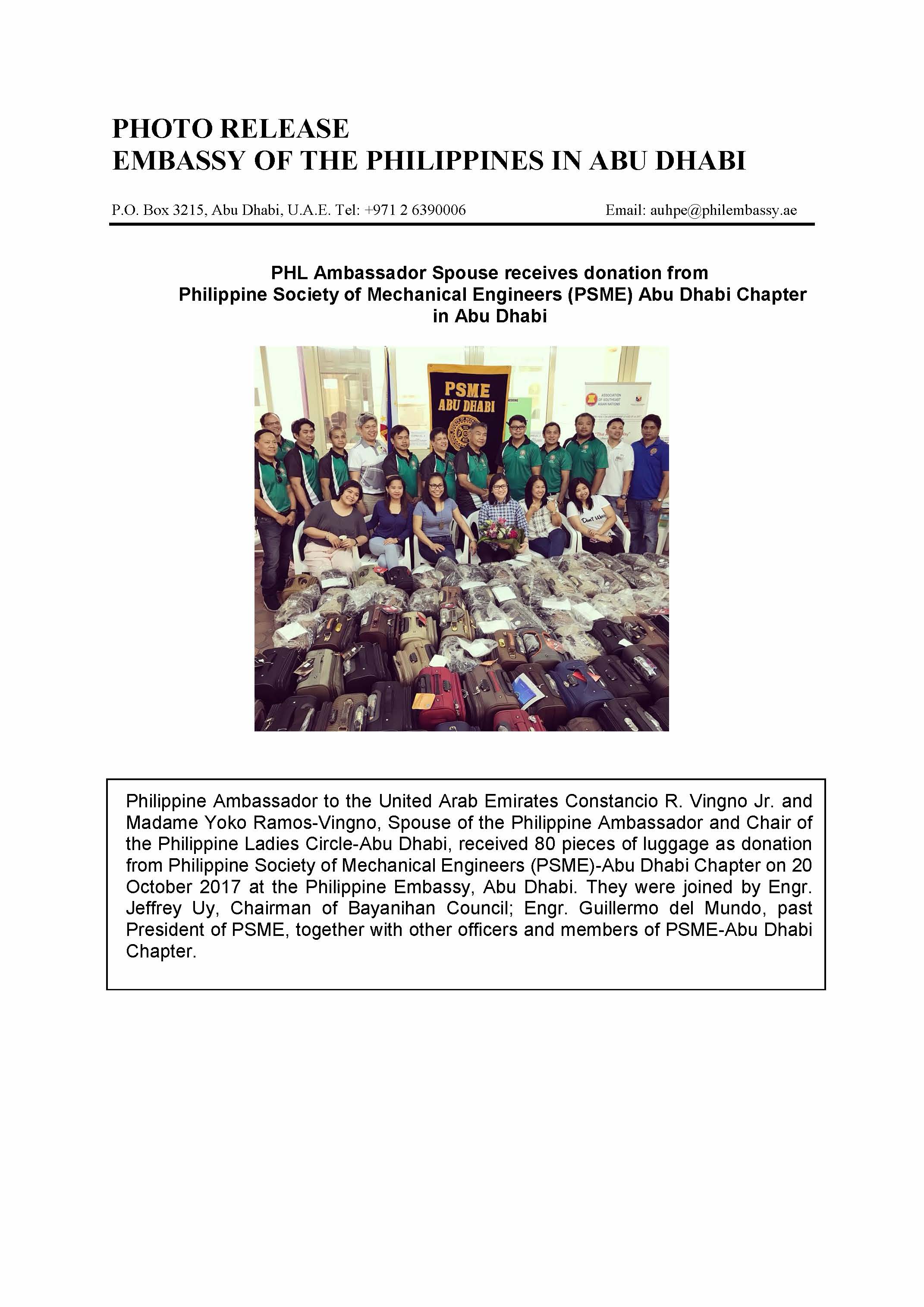 Photo Release Donation of PSME Abu Dhabi Chapter