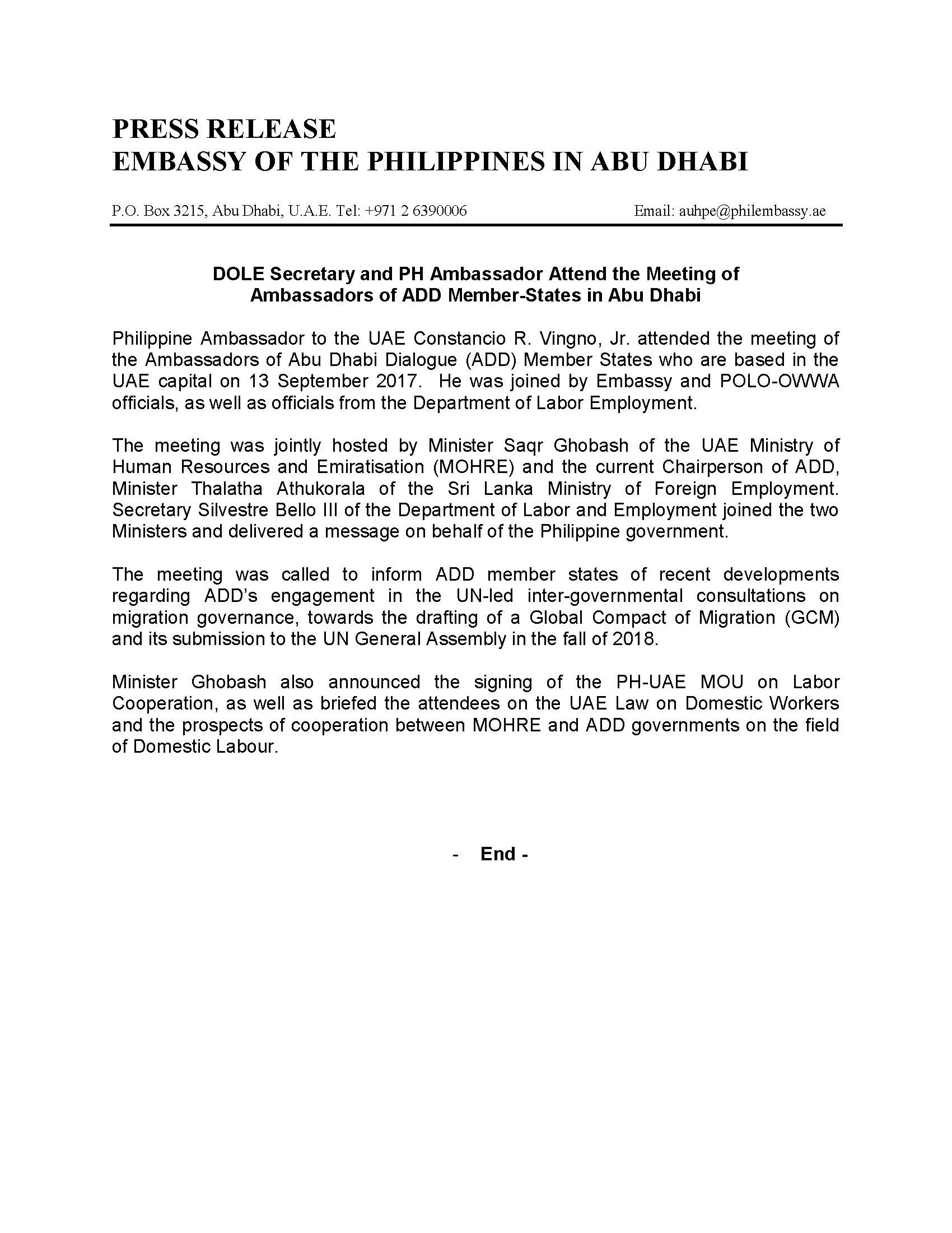 DFA Meeting of Ambassadors of Abu Dhabi Dialogue Member States 170917 Final Page 1
