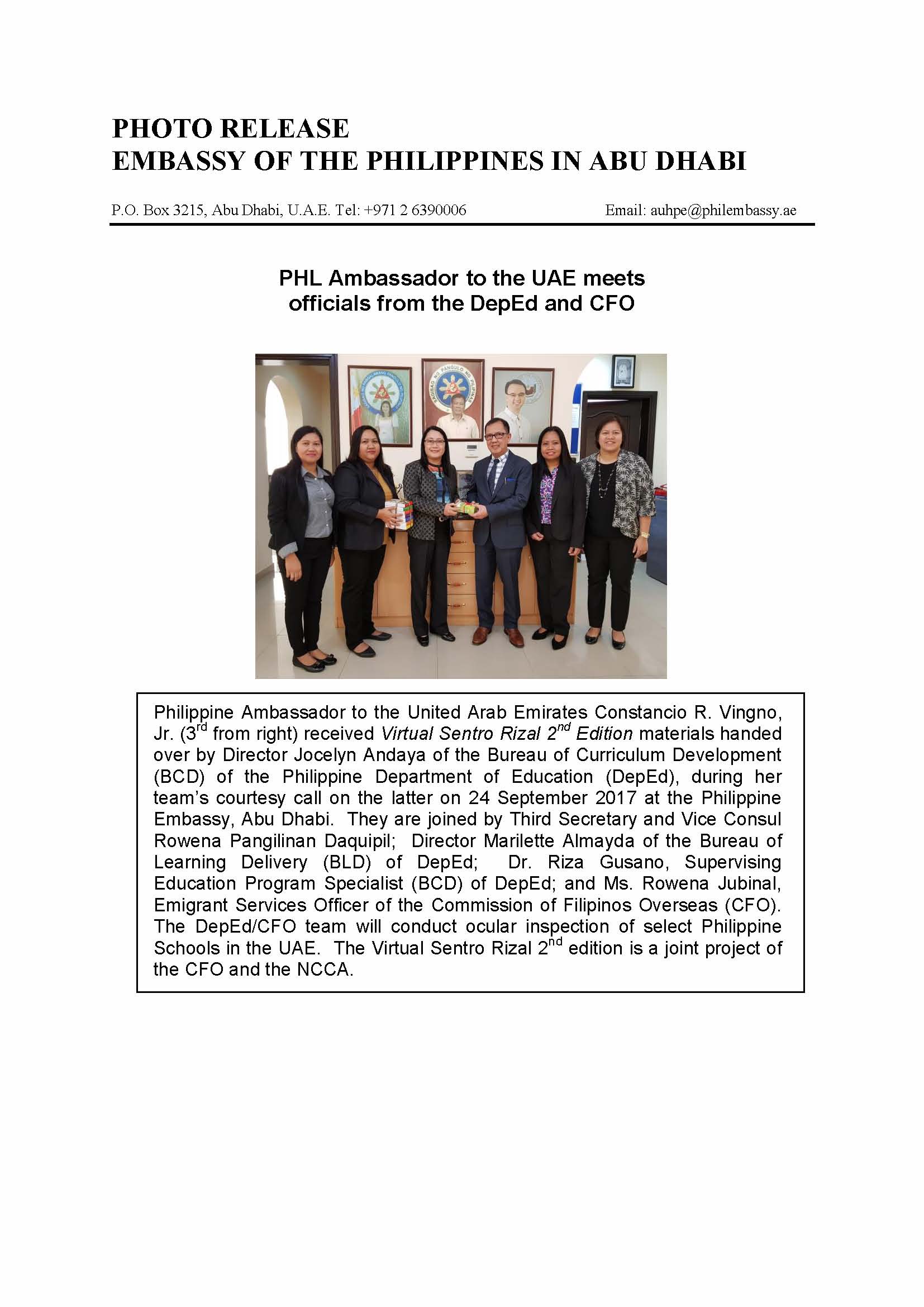 Photo Release DepEd CFO teams courtesy call on ACRV 170924
