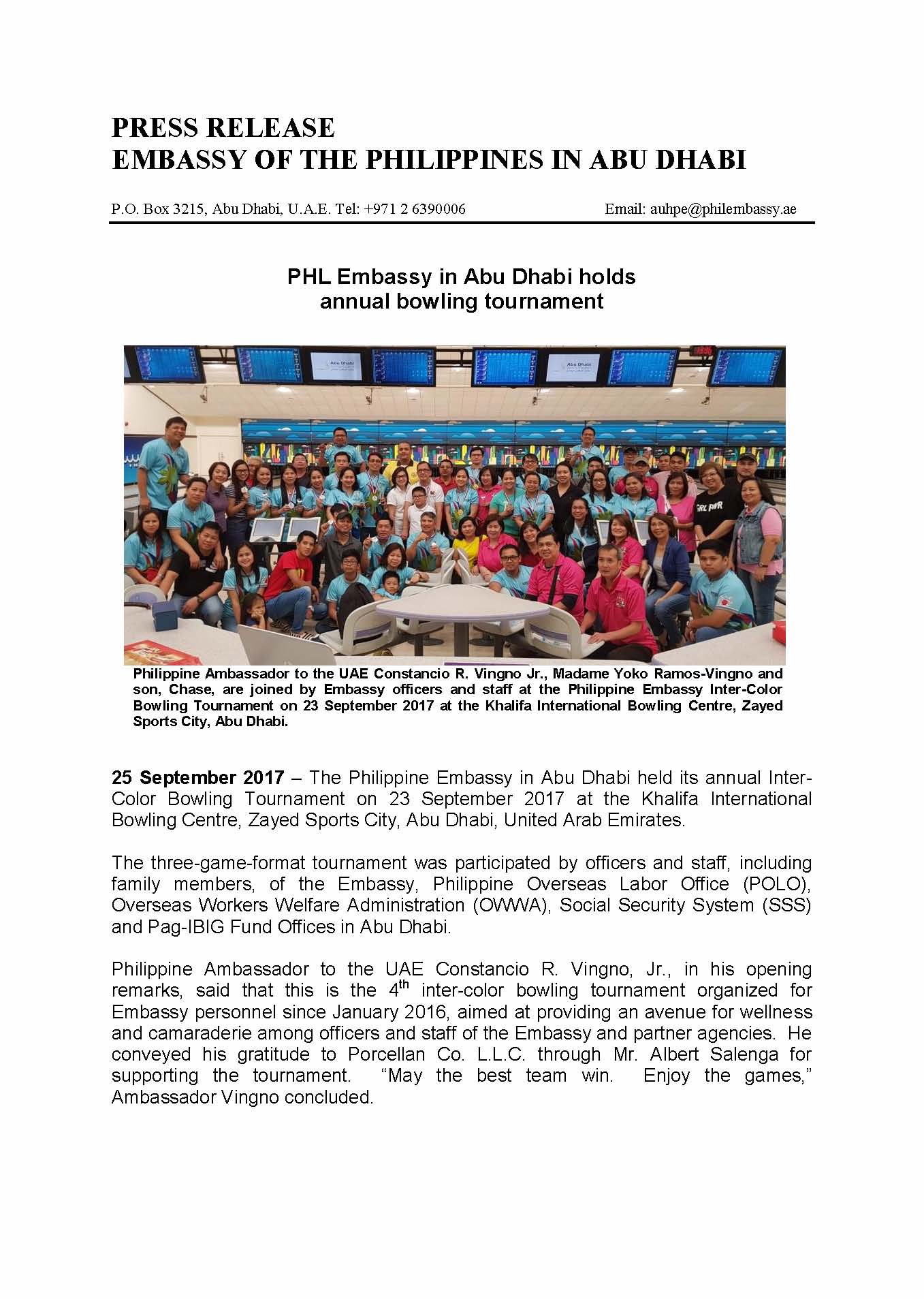 Press Release Embassy Bowling Tournament 170923 Page 1